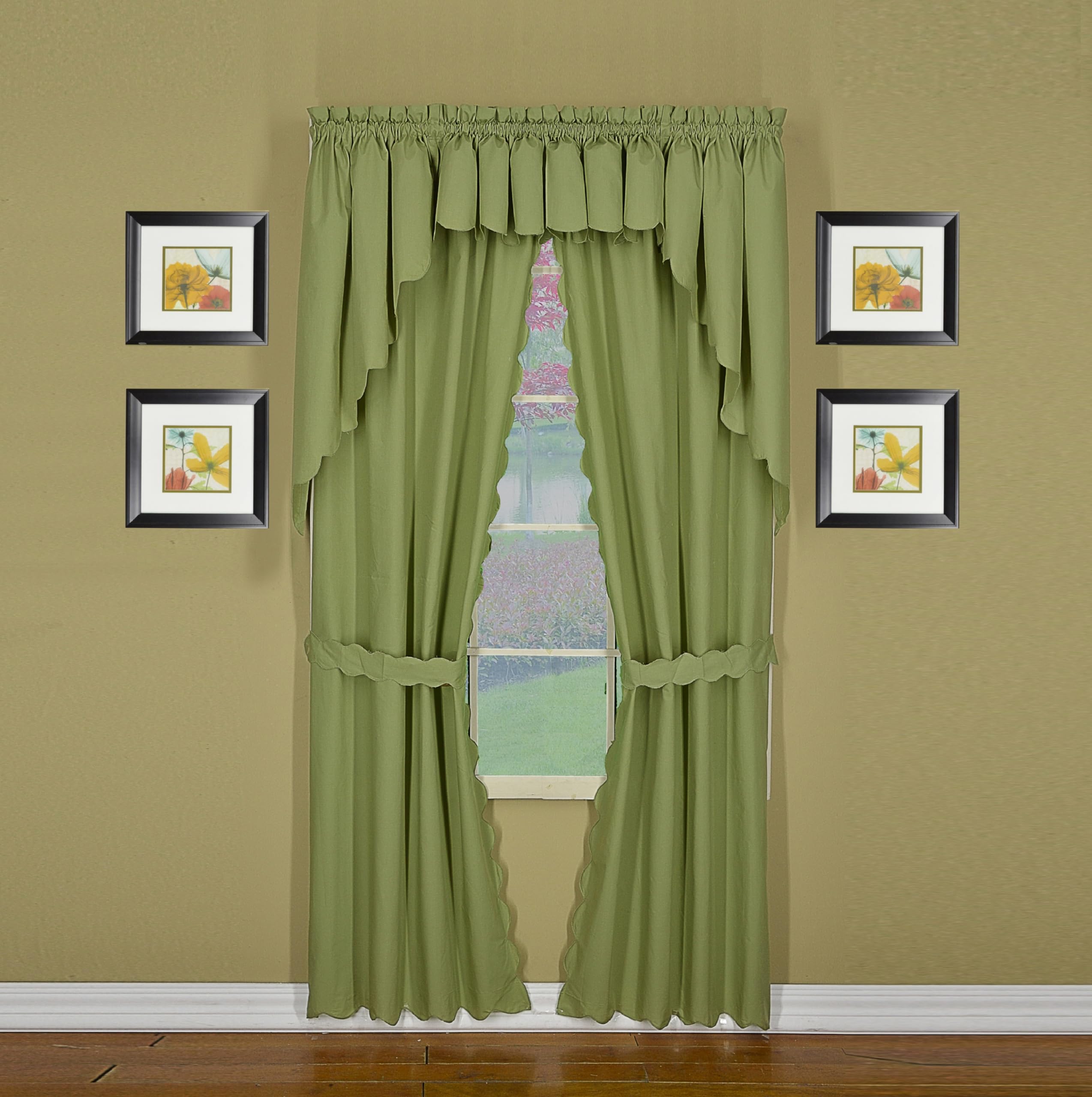 Orleans Scallop Curtain Pair - Sage Green 60