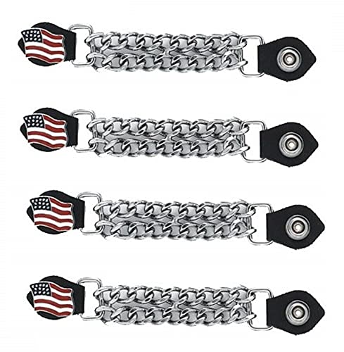 4 Pack Motorcycle Vest Extender Chain - Adjustable Biker Accessories for Men & Women with USA Flag Design | Perfect for Harley Davidson, Cruiser & Chopper Riders