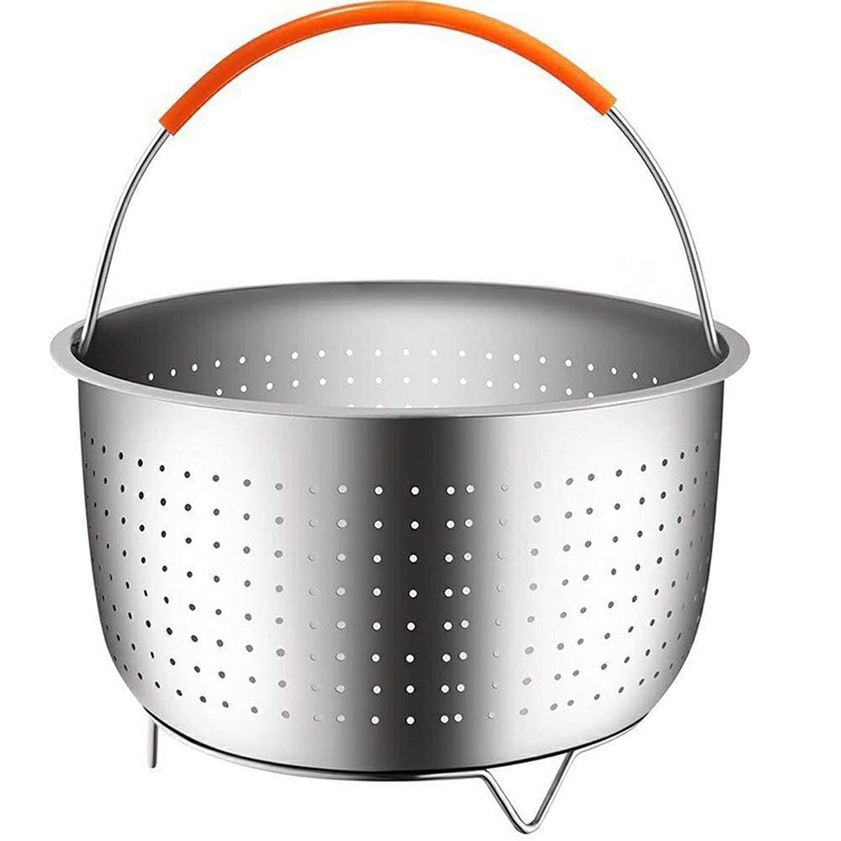 Premium Stainless Steel Steam Basket - 6 Quart Silver Steamer for Rice Cooker, Pressure Cooker & Fruit Cleaning | Perfect for Healthy Cooking, Meal Prep & Kitchen Use