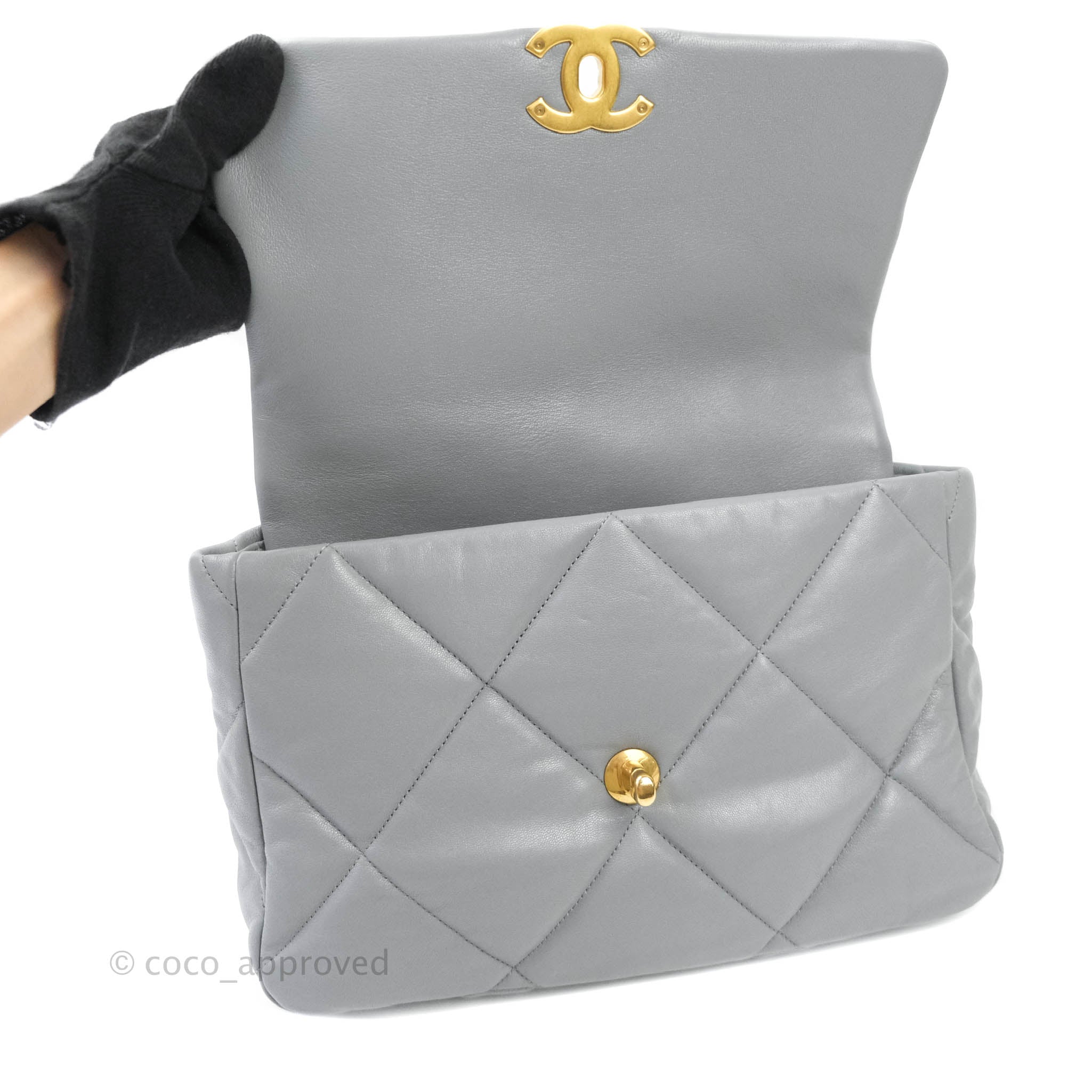 Chanel 19 Medium Grey Mixed Hardware Goatskin Shoulder Bag - Luxury Designer Handbag for Women | Perfect for Work, Date Night & Special Occasions