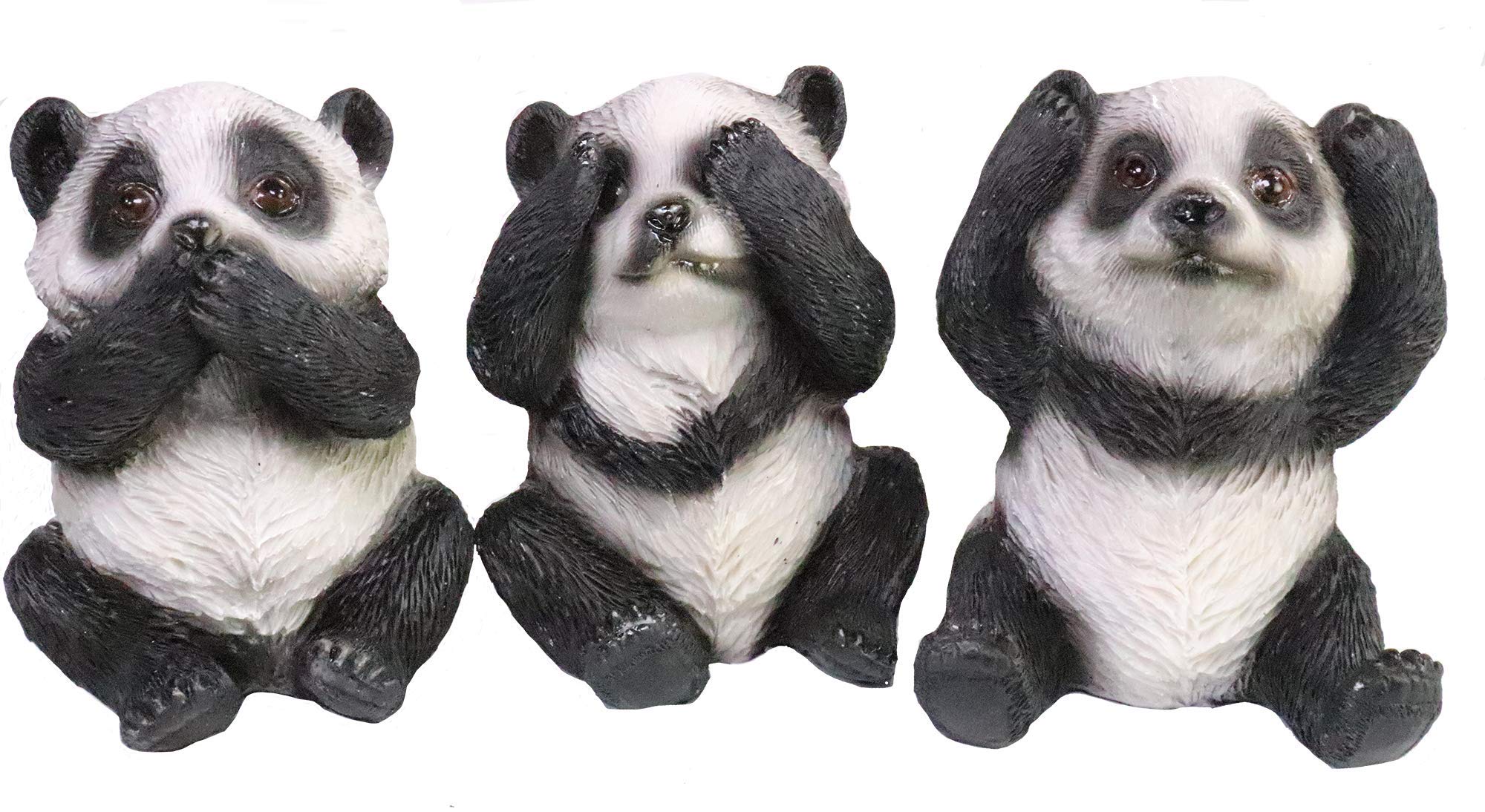Hand-Painted Panda Figurines Set - Cute See No Evil, Hear No Evil, Speak No Evil Statues - Perfect for Home Decor, Office Desk & Zen Meditation Spaces