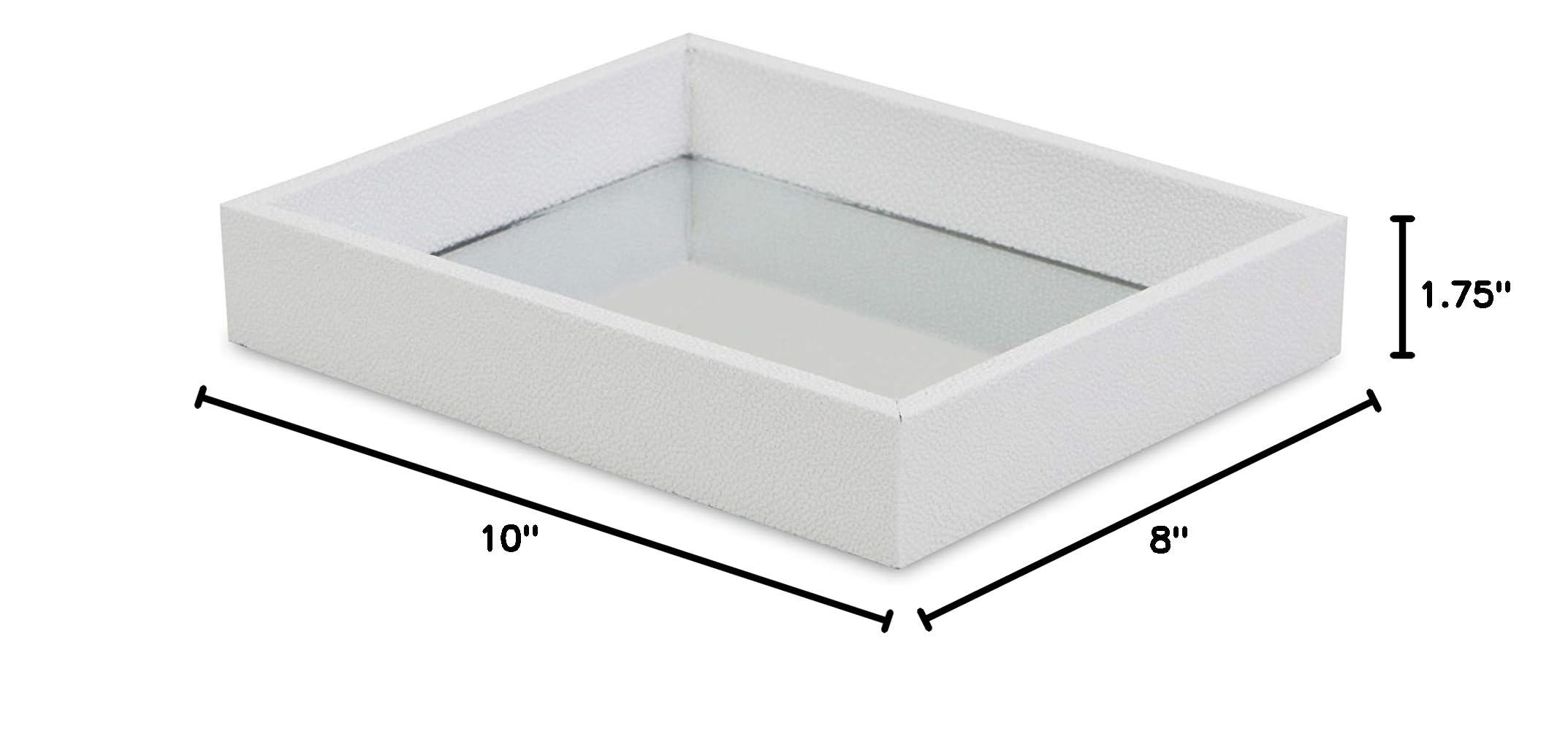 Cheung's FP-3987W White Raised Bubble Tray with Mirror - Cosmetic Organizer for Makeup Brushes & Jewelry Storage - Perfect for Vanity, Bathroom Countertop, and Dressing Table
