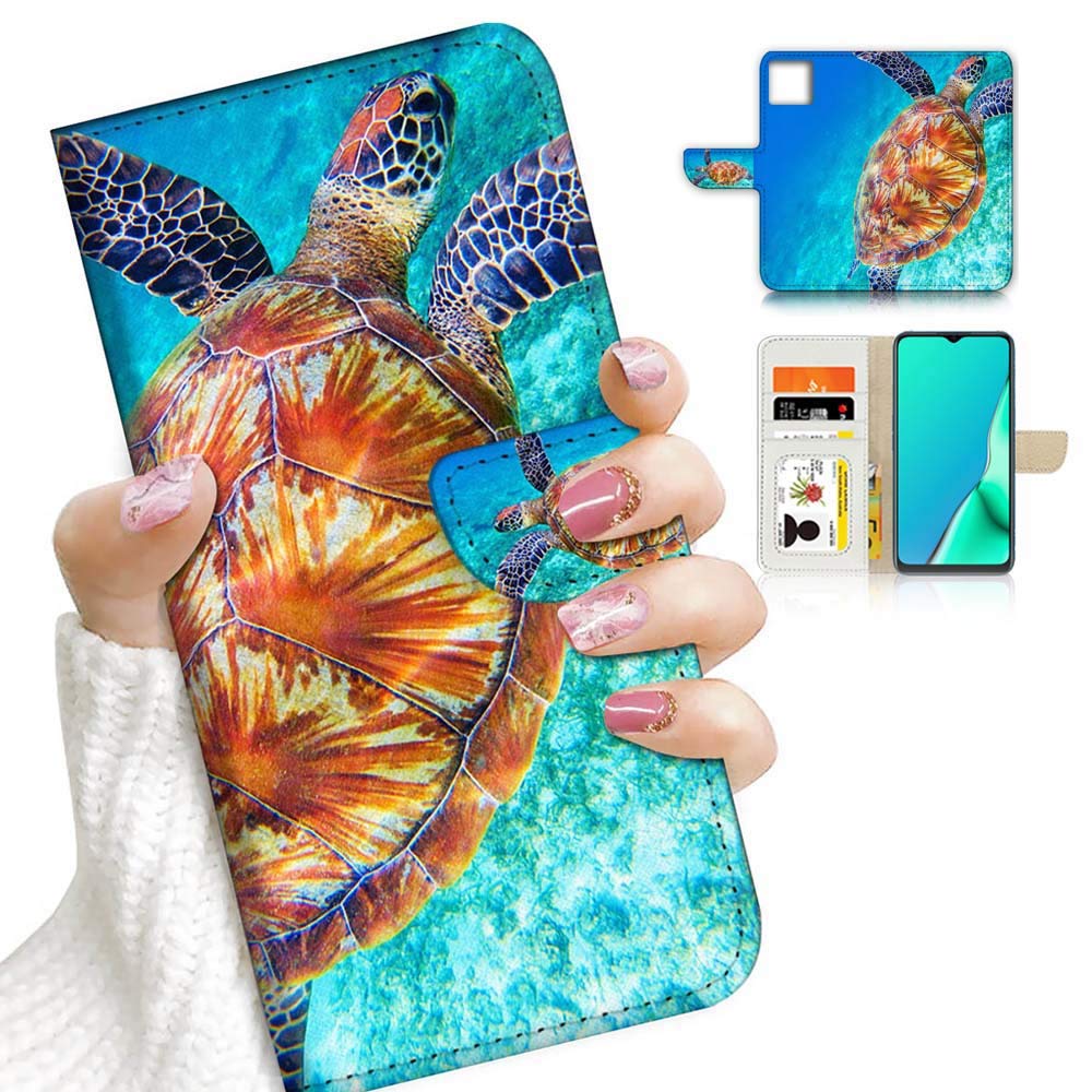 Premium Flip Wallet Phone Case Cover for iPhone 11 Pro Max - A23158 Blue Sea Turtle Design | Slim Protective Case with Card Slots for Everyday Use & Travel