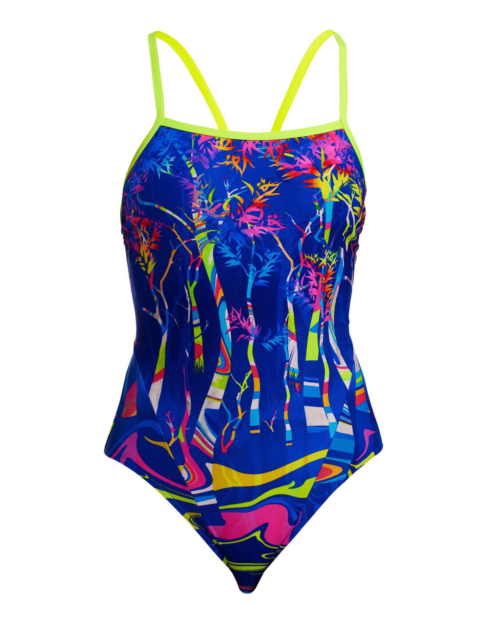 Women's Single Strap Swimsuit - Blue & Yellow Two-Tone Swimwear for Beach, Pool & Vacation | Sexy One Shoulder Bathing Suit