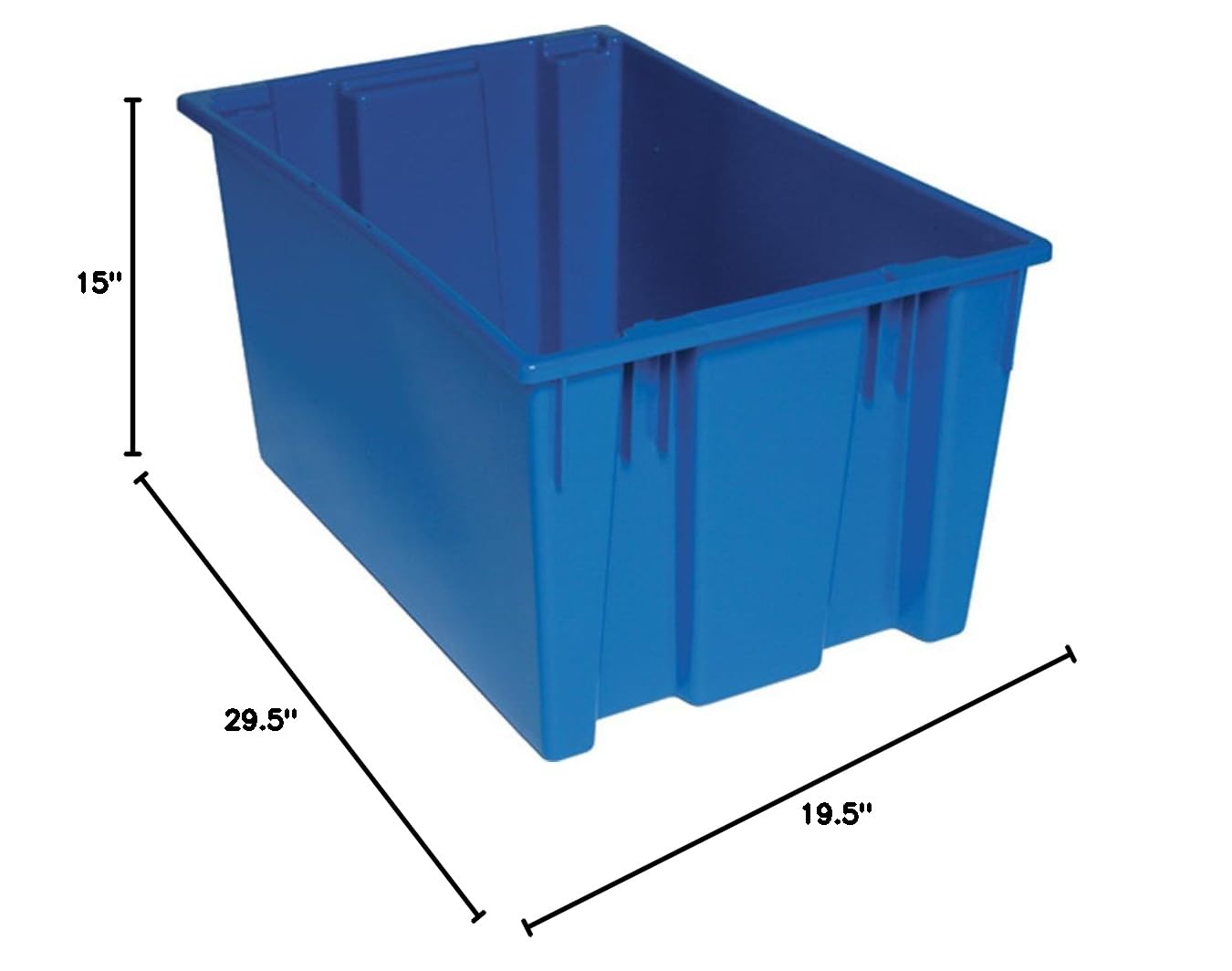 Quantum SNT300BL Stackable Nesting Totes - Set of 3 Blue Plastic Storage Bins (29.5