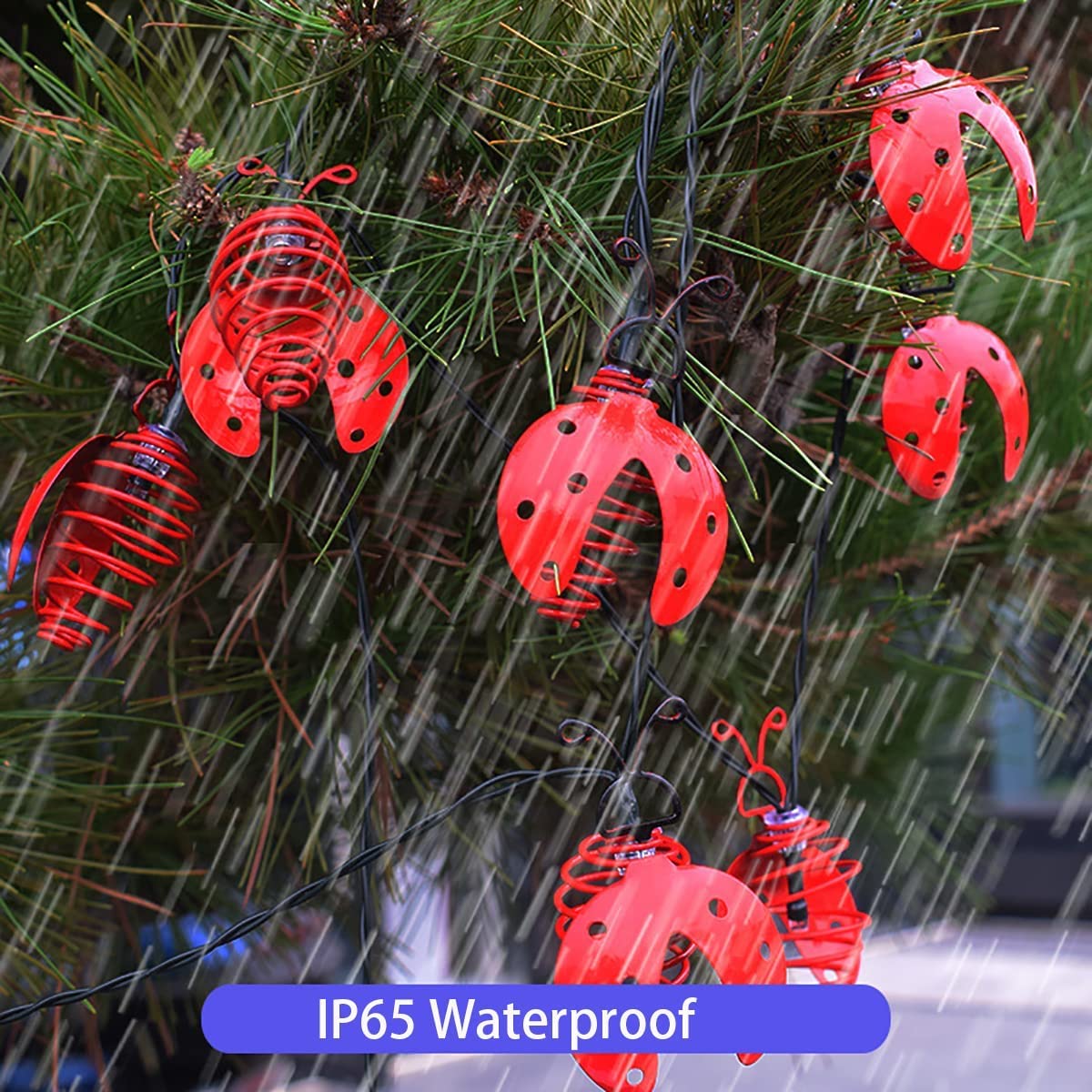 Solar Powered Ladybug String Lights - 13ft 10LED Outdoor Garden Decor with Metal Ladybugs | Warm White Fairy Lights for Lawn, Yard, Wedding & Christmas Party | Perfect for Patio, Pathway & Backyard Decoration