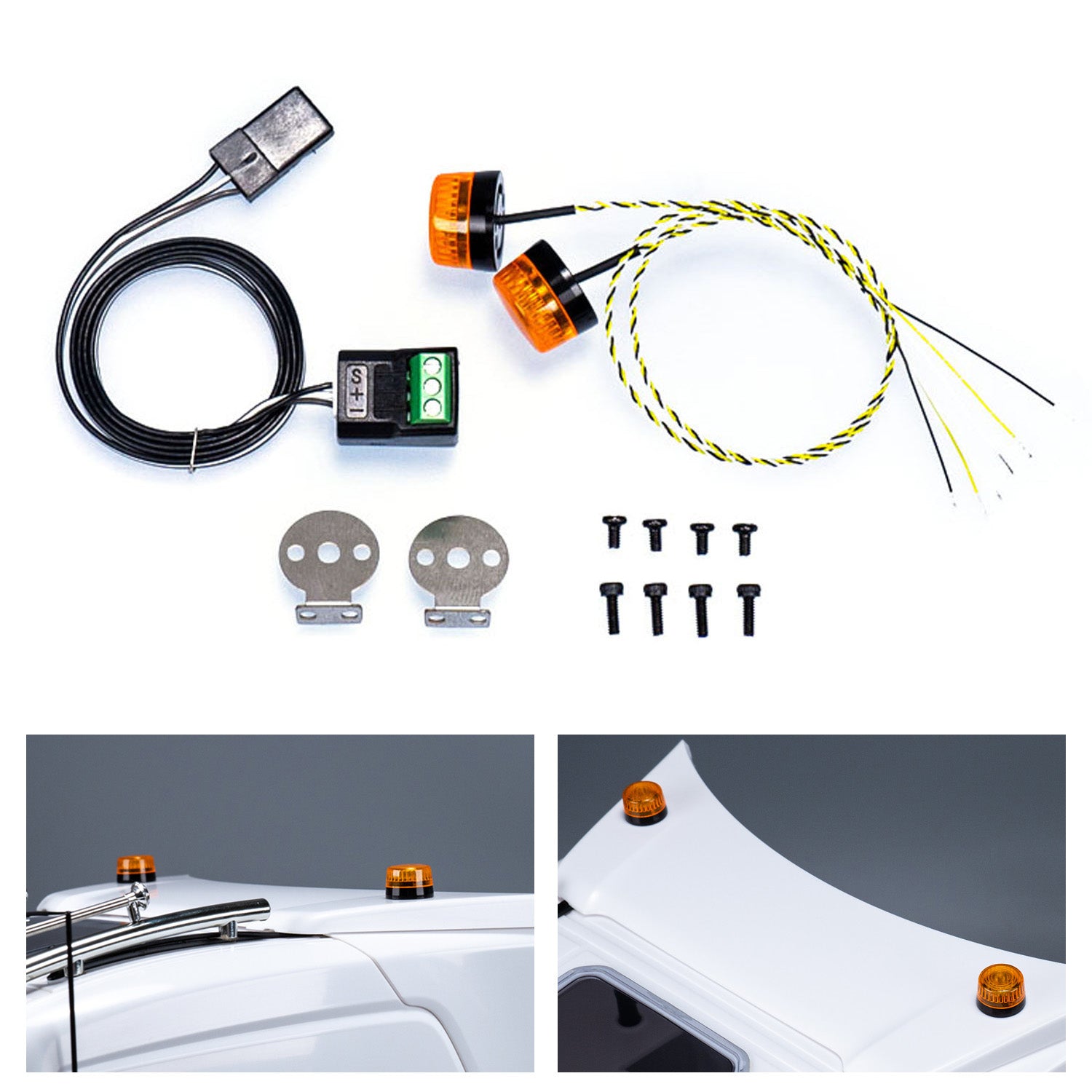 360° Rotating 5V LED Warning Light for 1/14 Scale TAMIYA RC Construction Vehicles - Perfect for DIY Model Trucks, Tractors, Diggers & Dumpers - Ideal for RC Car Enthusiasts & Construction Vehicle Displays