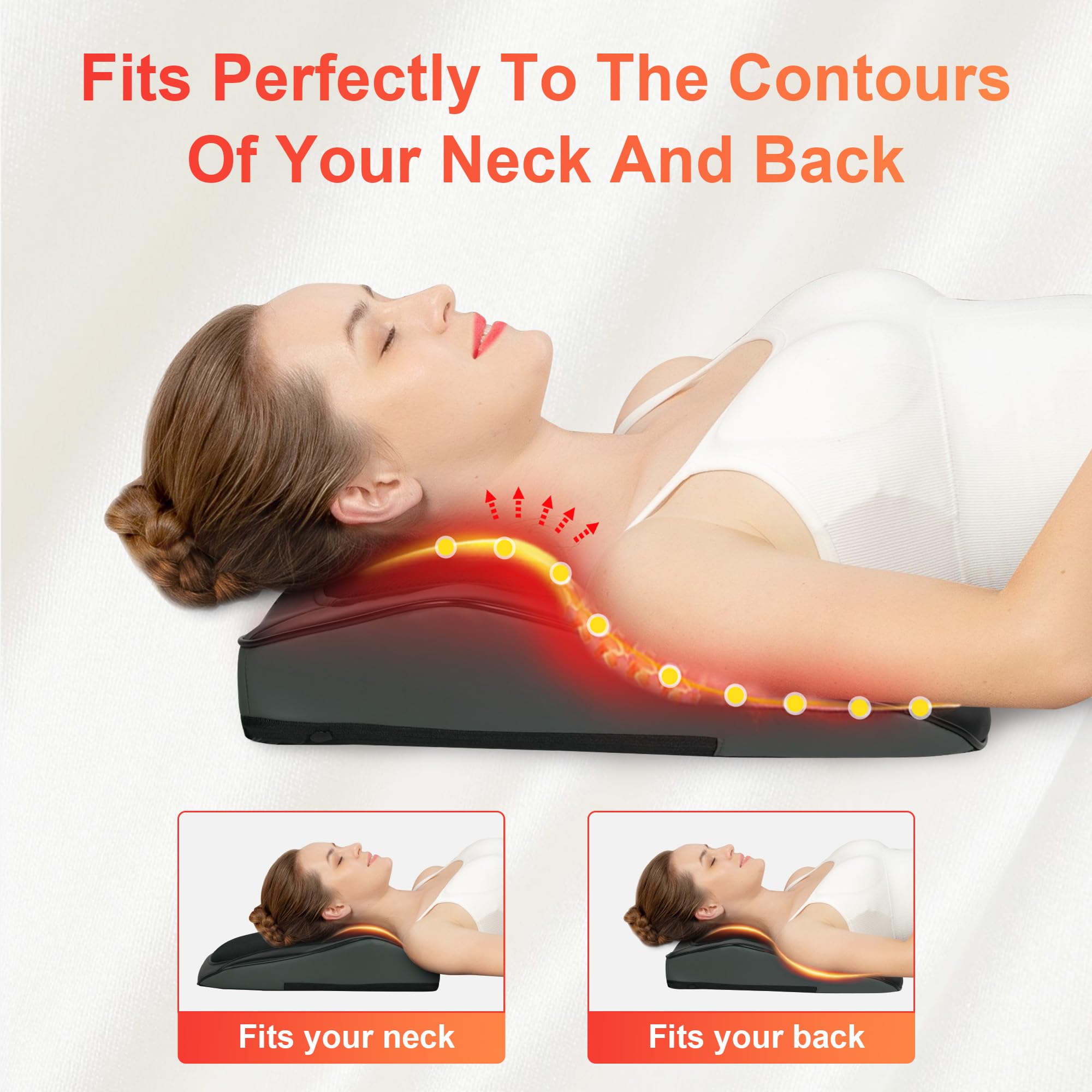 COMFIER Shiatsu Neck and Back Massager with Heat - 3D Kneading Massage Pillow for Back Pain Relief, Soothing Heating Pad for Men & Women - Perfect for Home, Office, and Car Use