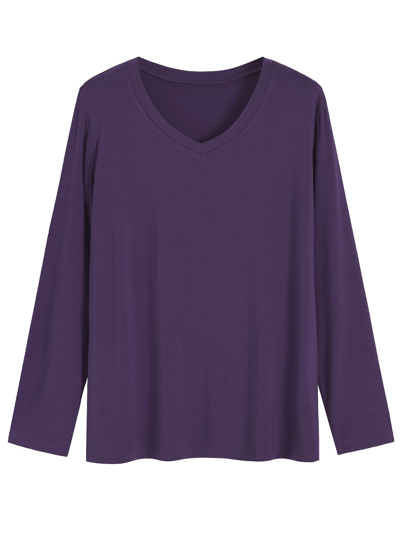 Women's Viscose Long Sleeve Sleep T-Shirt - Soft V-Neck Pajama Top for Women - Sizes S to 3X - Comfortable Nightwear for Lounge, Travel & Relaxation