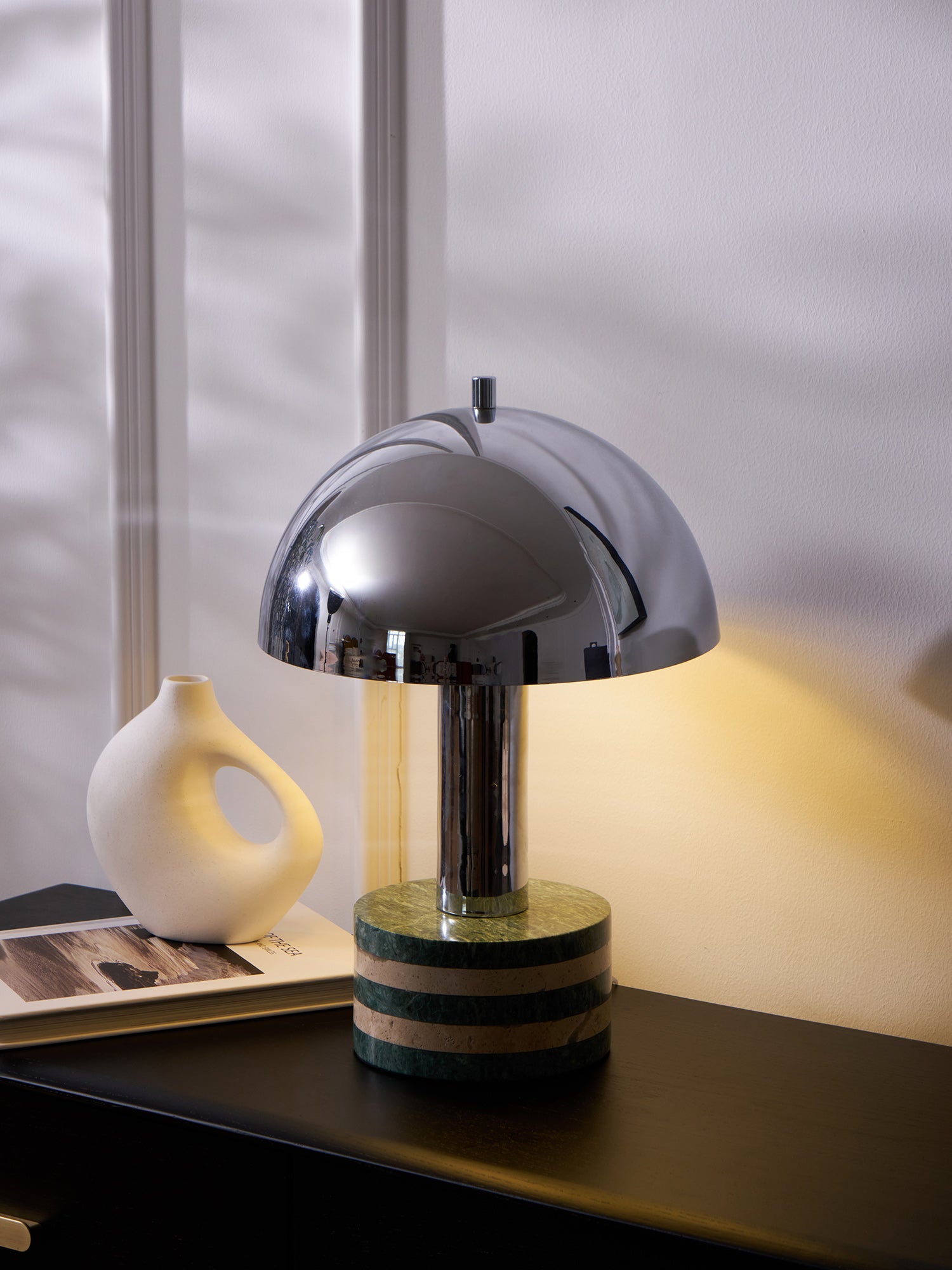 Modern Chrome Table Lamp - Adjustable Brightness LED Desk Light for Home Office, Bedroom & Reading - Stylish Nightstand Lamp with USB Port