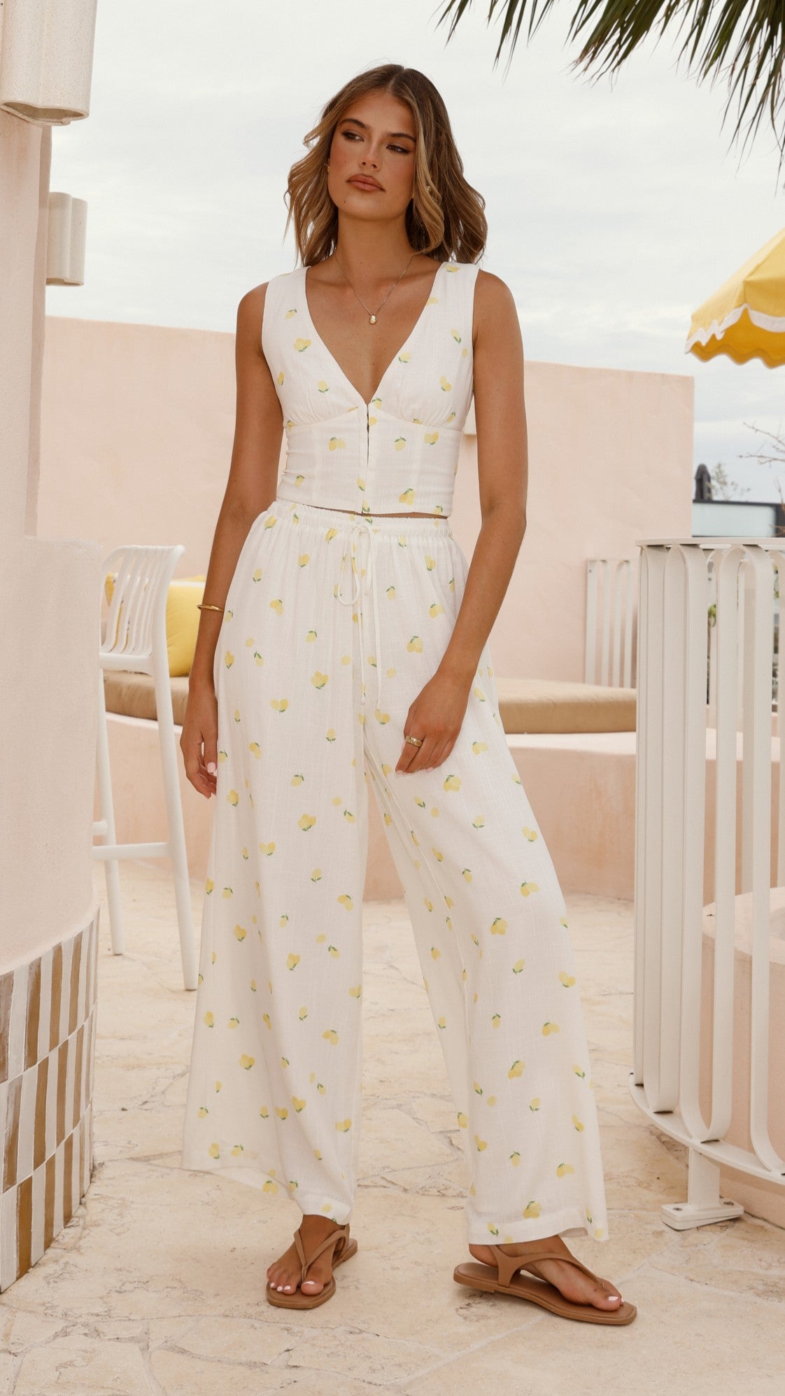 Gigi Pants Limone - Women's High Waisted Linen Pants for Summer | Comfortable Casual Wide Leg Trousers | Perfect for Beach, Vacation & Everyday Wear