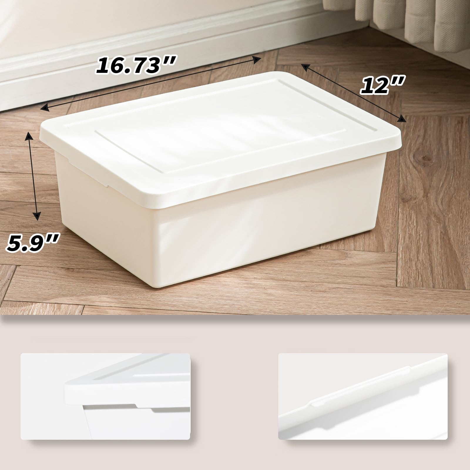 15 Quart Stackable Plastic Storage Bins with Lids - 2 Pack White Organizing Containers with Handles for Shelves, Craft Supplies, Snacks & Home Organization - Perfect for Pantry, Closet & Office Storage