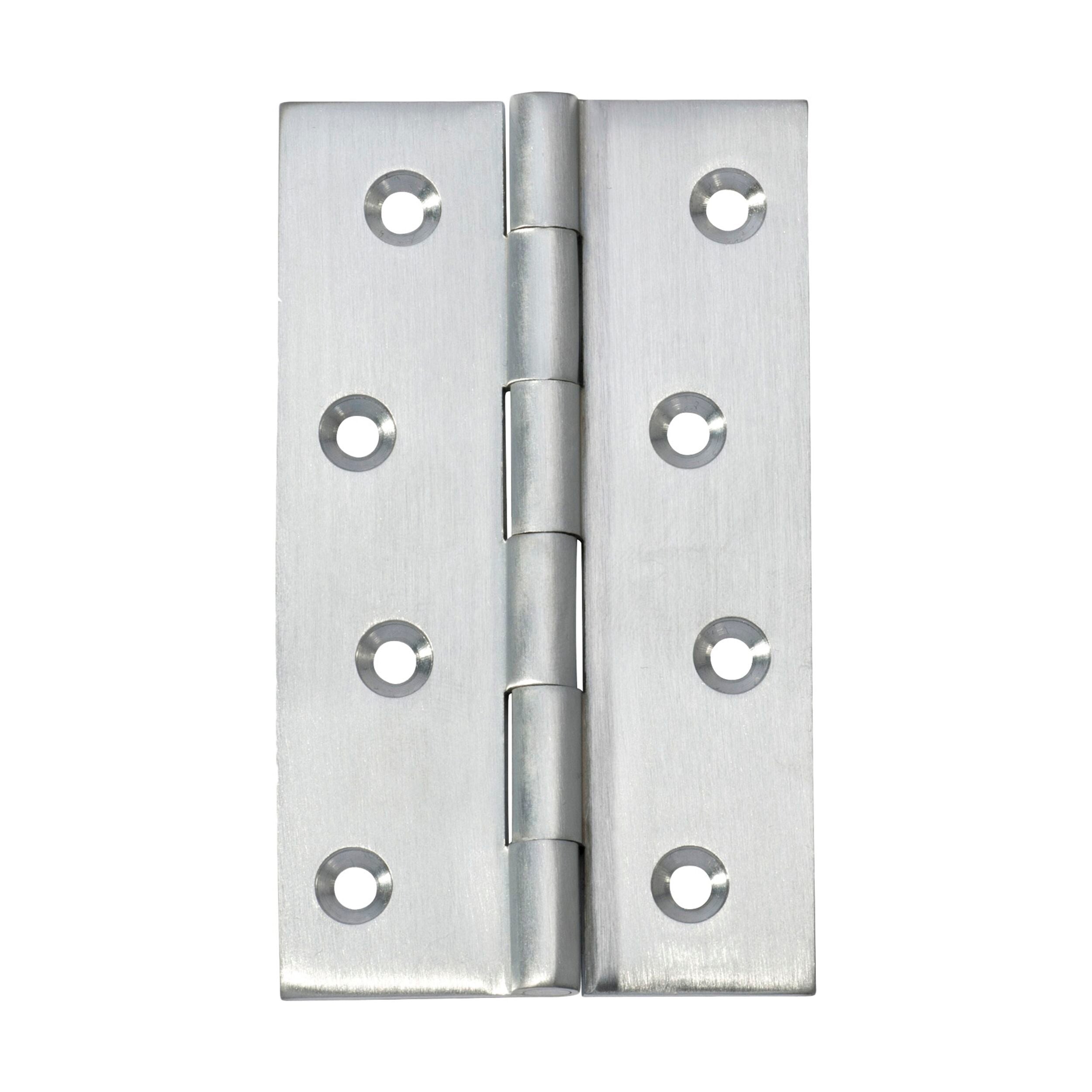 2772 Hinge Fixed Pin Satin Chrome H100xW60mm - Heavy Duty Cabinet Door Hinges for Kitchen, Bathroom & Furniture Installation