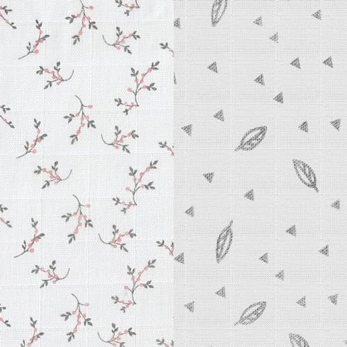Grey Leaf & Floral Pink