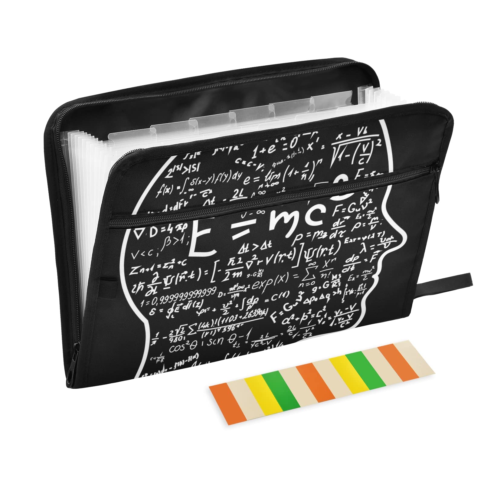 KFBE Science Brain Expanding File Folder with Sticky Labels - 13 Pocket Accordion Organizer for Letter/A4 Paper Documents - Zipper Closure Expanding Zip File - Perfect for Office, School, and Home Organization (20812348)