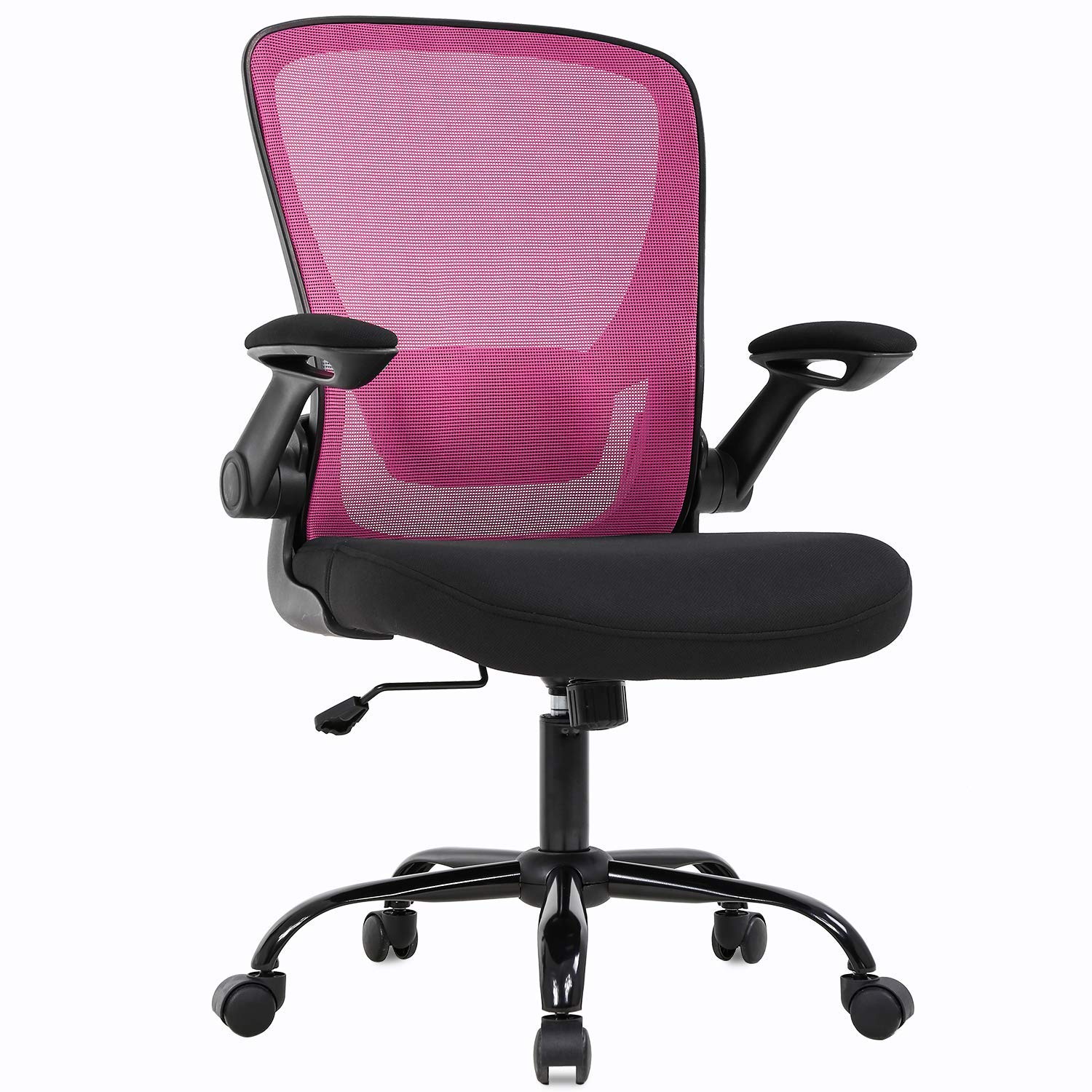 Ergonomic Mesh Office Chair with Adjustable Height, Lumbar Support & Armrests - Pink Swivel Rolling Computer Desk Chair for Women & Adults - Perfect for Home Office, Gaming & Workspaces