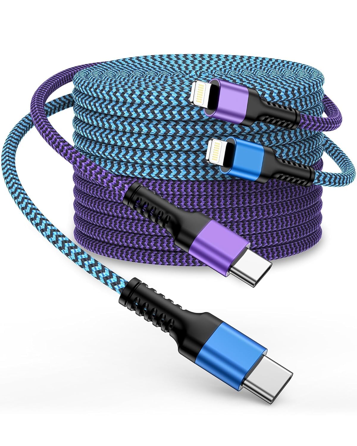 10ft Apple Lightning to USB-C Cable Fast Charging Cord - 2 Pack Compatible with iPhone 14 Pro Max/14 Plus/13 Pro Max/13/12/11/X/XR/XS/8 - Perfect for Home, Office & Travel Charging