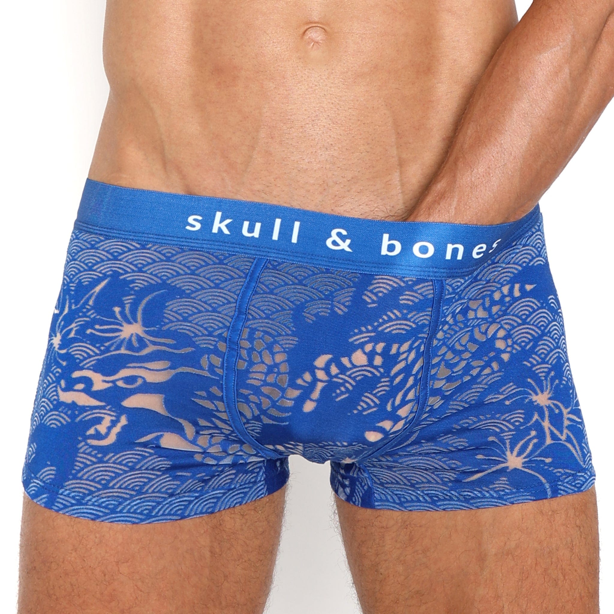 Dragon Burnout Blue Swim Trunks for Men - Quick Dry Beach Shorts with Pockets | Perfect for Swimming, Surfing, and Summer Vacations