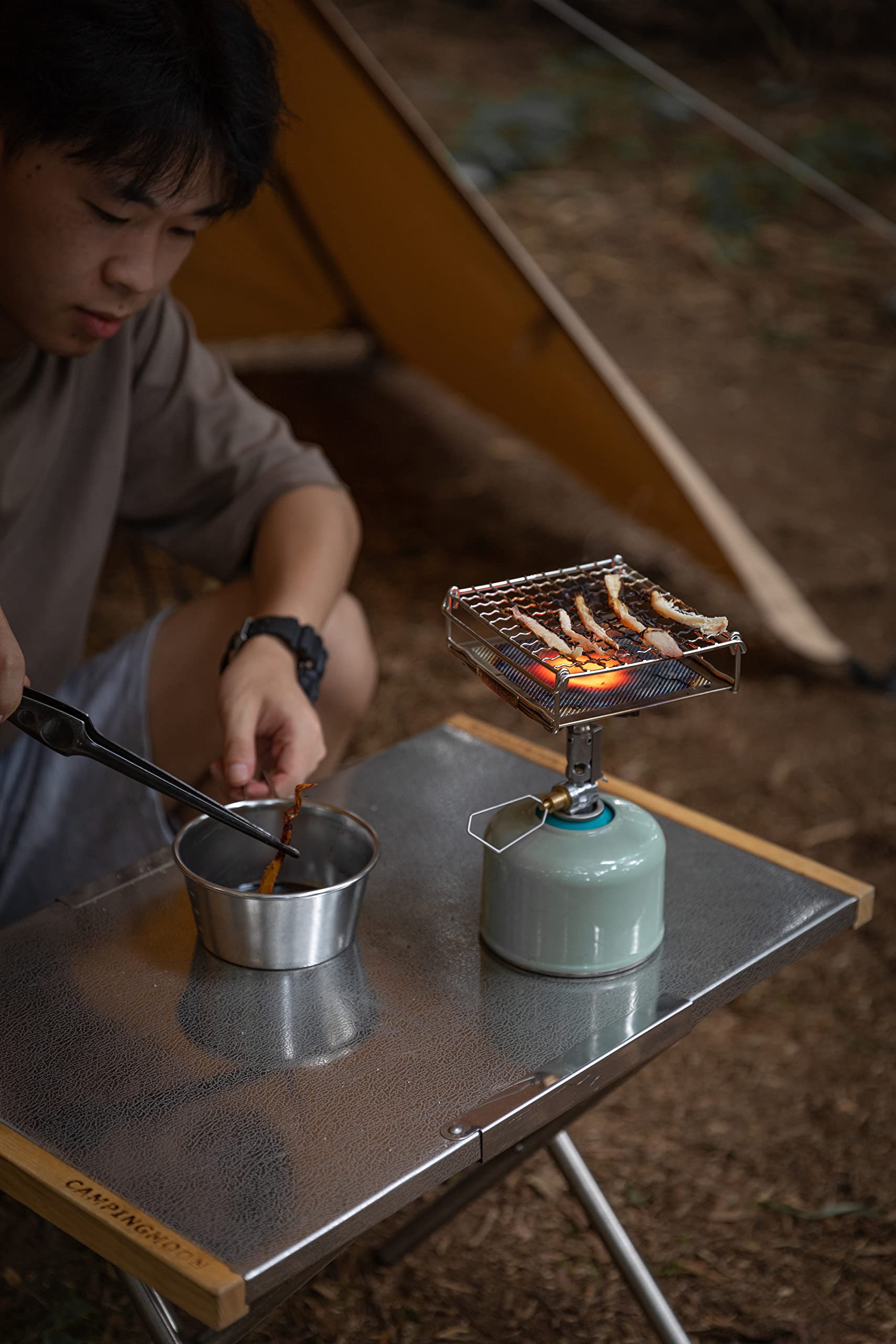 CampingMoon 304 Stainless Steel Camping Bread Toaster for Gas Stove - Compact Portable Outdoor Cooking Tool for Camping, Hiking & Picnics
