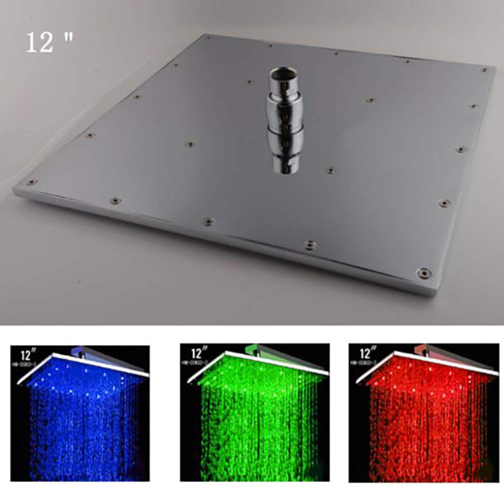 Multi-Color LED Shower System with 12 Inch Rainfall Shower Head - Modern Bathroom Upgrade for Relaxing Spa Experience at Home