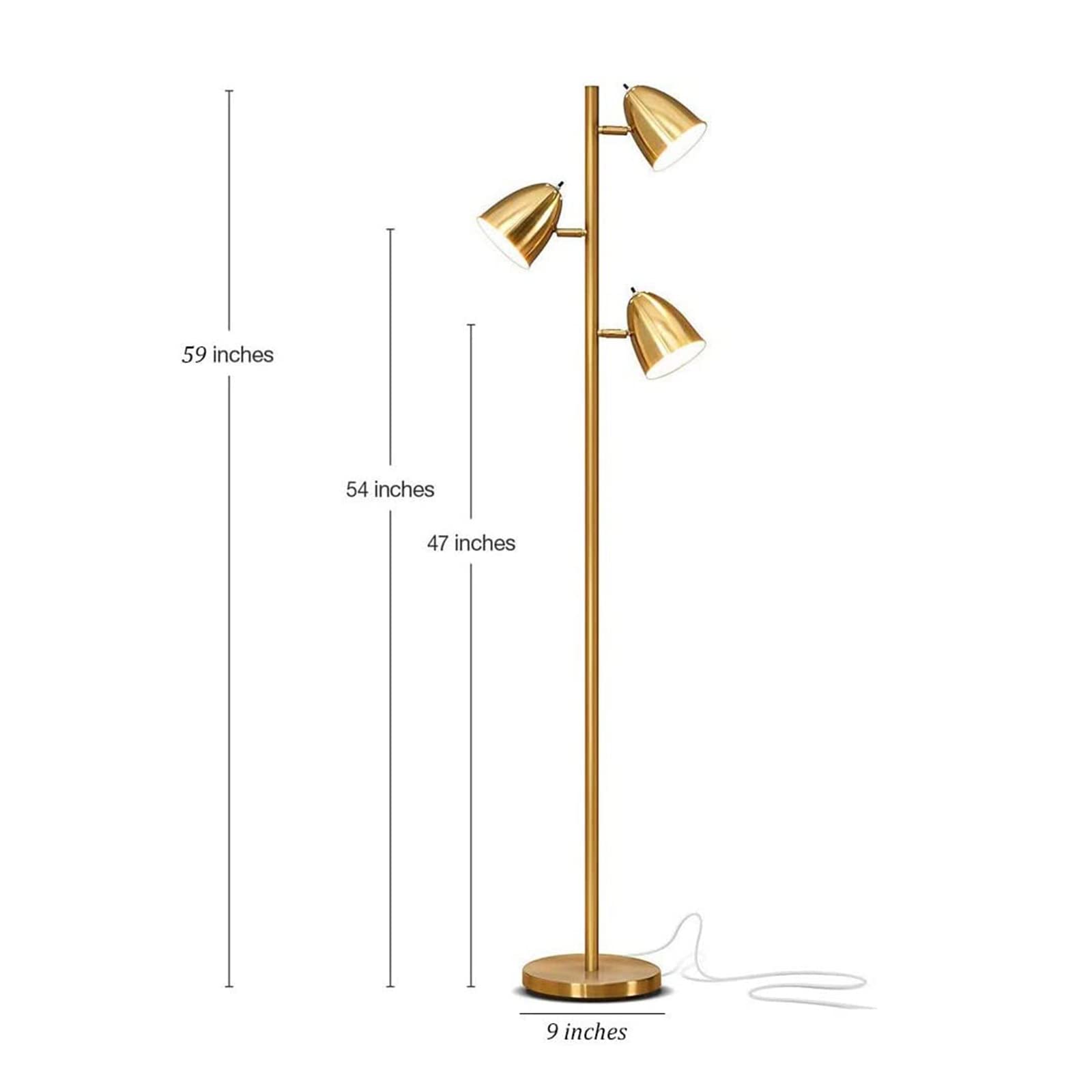 Tree Floor Lamp with 3 Adjustable Arms - 360° Rotating Standing Tall Pole Light for Living Room, Bedroom & Office - Modern Reading Lamp with 3 Bulbs for Perfect Ambient Lighting (Black) - Ideal for Cozy Reading Nooks, Home Office Workspaces & Living Room Accent Lighting