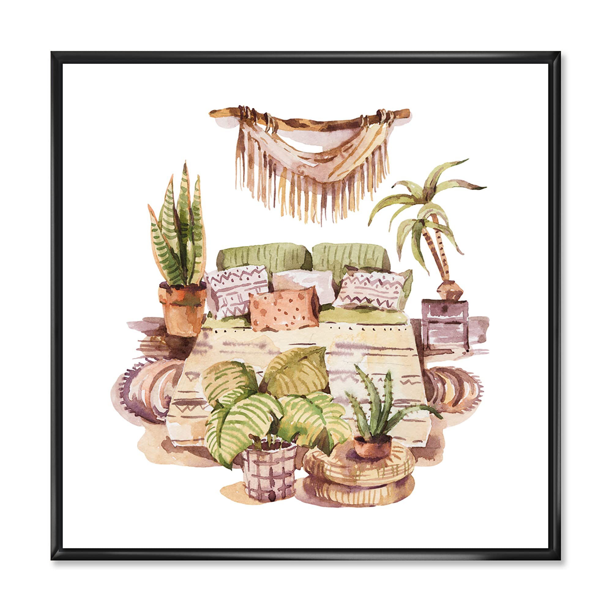 Indoor House Plants Urban Jungle IV - Traditional Framed Canvas Wall Art Print for Home & Office Decor | Perfect for Living Room, Bedroom & Workspace