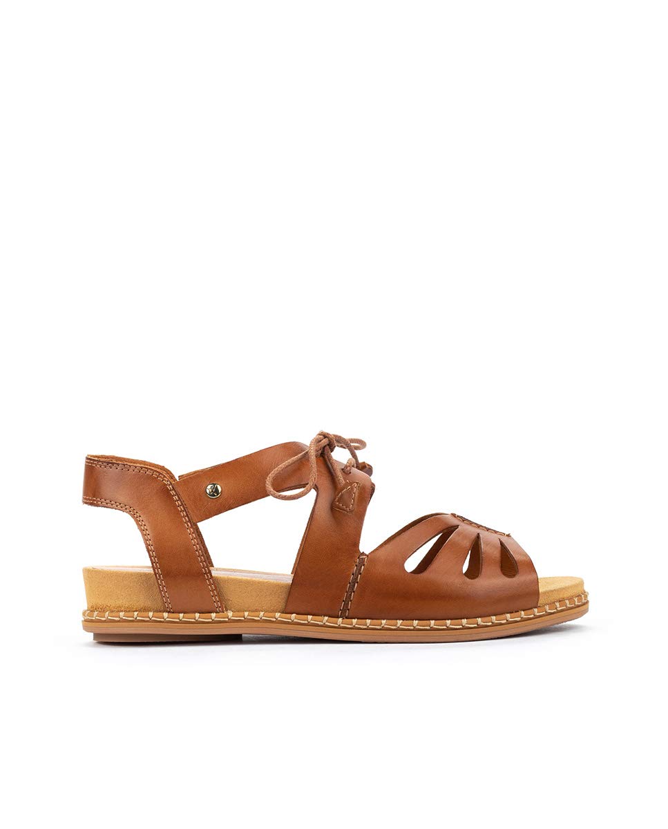 PIKOLINOS Women's Leather Flat Sandals - Comfortable Marazul Style in Brandy Color | Perfect for Beach, Vacation & Casual Summer Outfits