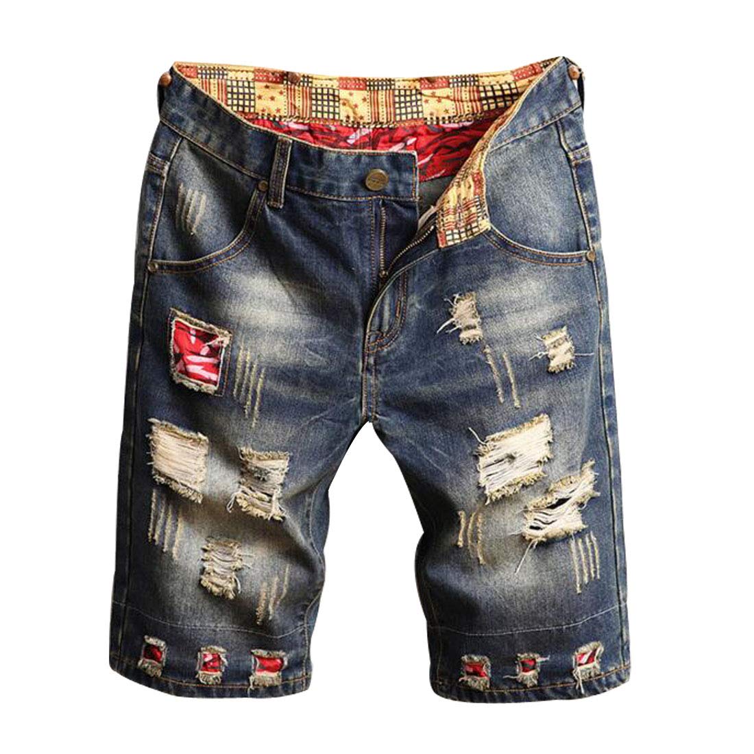 Vintage Slim Fit Distressed Denim Shorts for Men - HZCX FASHION Cut-Off Jean Shorts | Perfect for Summer Outfits, Beach Wear & Casual Street Style