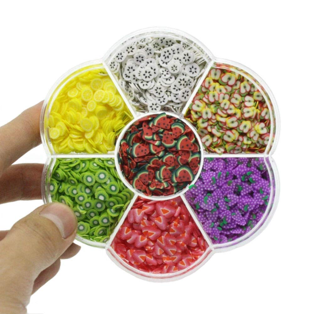 6300-Piece Assorted Fruit Slice Slime Fillers - DIY Slime Supplies, Polymer Clay Charms for Nail Art, Soft Pottery & Crafting - Perfect for Kids' Sensory Play, DIY Projects & Party Favors