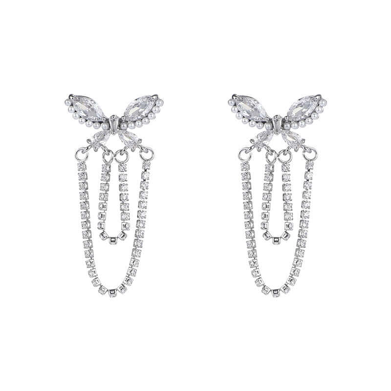 Sparkly Butterfly Tassel Drop Dangle Earrings for Women | Fashion Jewelry Gift for Party, Wedding, Prom | R2747