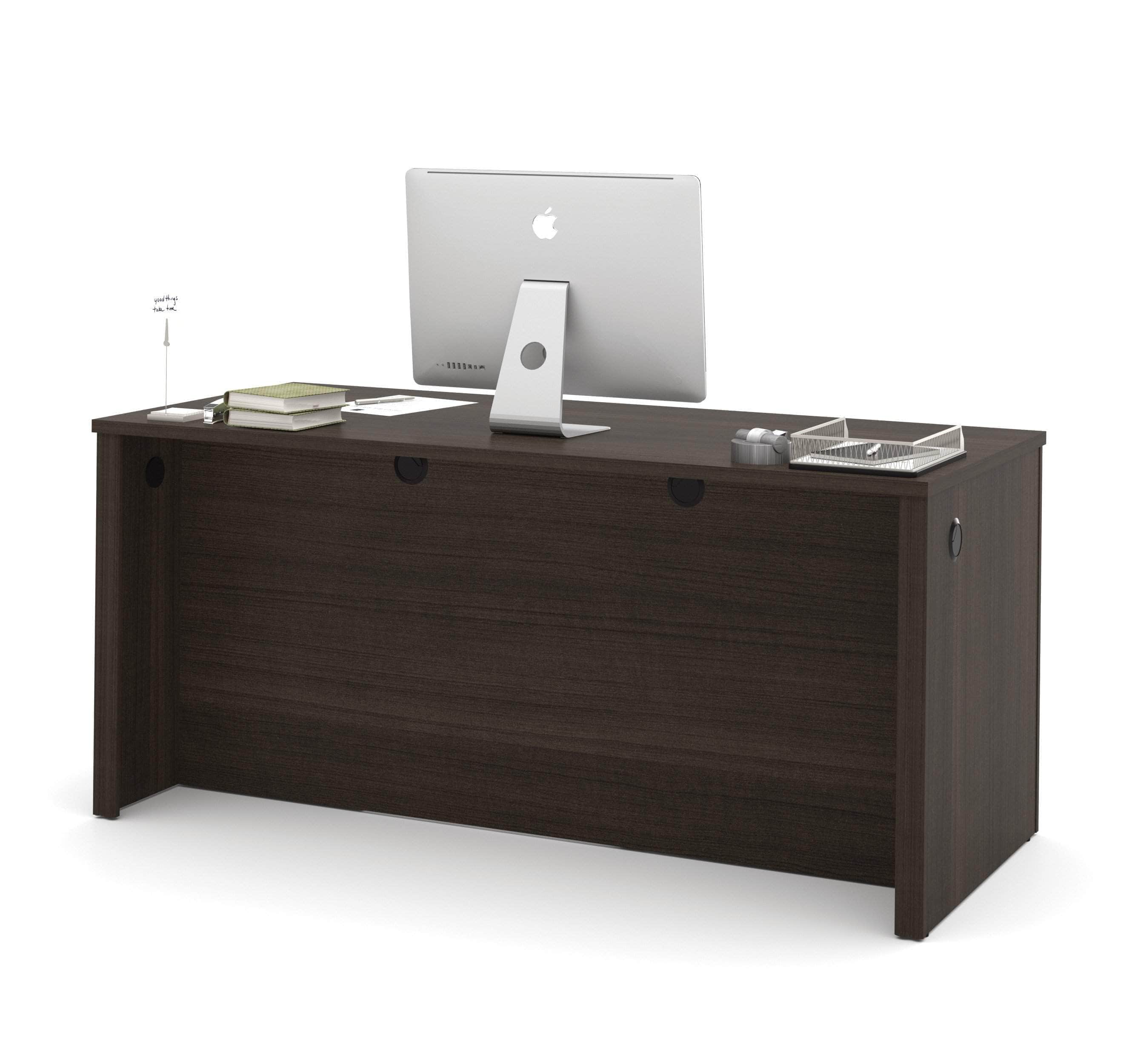 Premium Dark Chocolate Executive Desk with 2 Pedestals - Embassy Traditional Style Office Furniture for Home & Business Workspaces