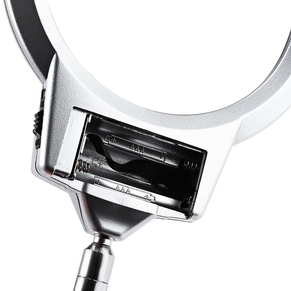 LED Magnifying Desk Lamp with Adjustable Metal Hose Neck & Clamp - Bright Illuminating Glass Lens for Reading, Crafts, Jewelry Making & Repair Work - Perfect for Home Office, Workshop & Hobbyists