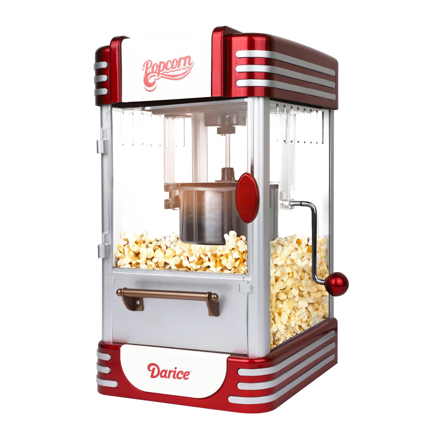 **Darice Retro Popcorn Machine with Measuring Cups – Non-Slip Popcorn Popper for Home, Parties & Events – Non-Stick Kettle Plate – Perfect for Movie Nights, Carnivals & Festivals**