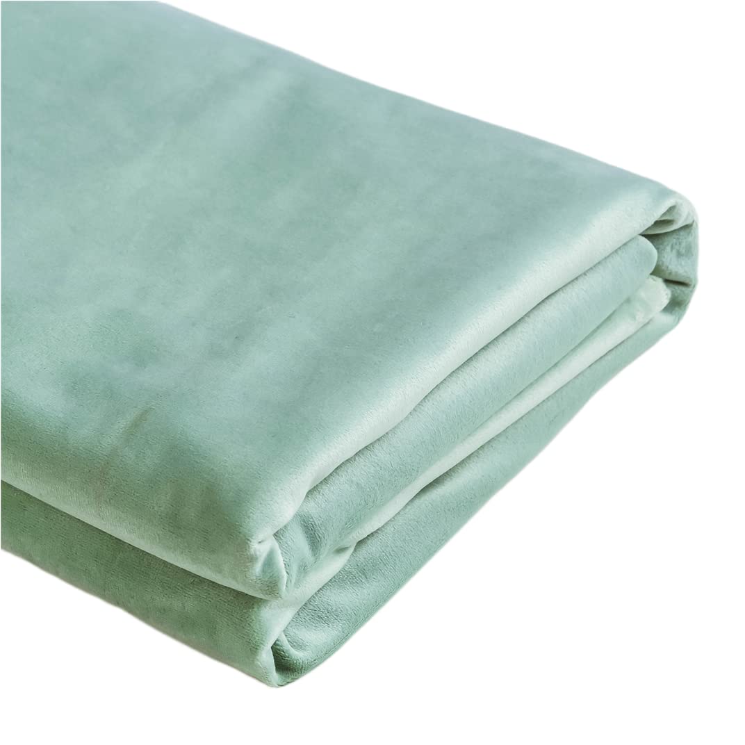 TinaKim Velvet Upholstery Fabric for Sofa & Chair - Light Green Couch Cover Repair Material by The Yard | Perfect for DIY Furniture Restoration & Home Decor Projects