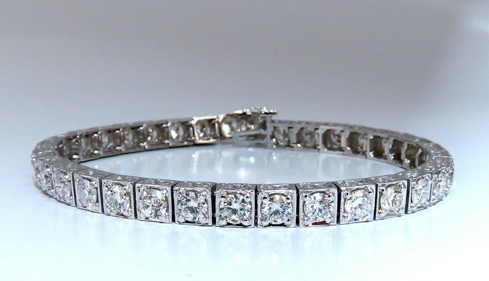 8.42ct Natural Diamond Tennis Bracelet in 14K Gold - Square Box Bead Setting for Women's Luxury Jewelry, Perfect for Weddings, Anniversaries & Special Occasions