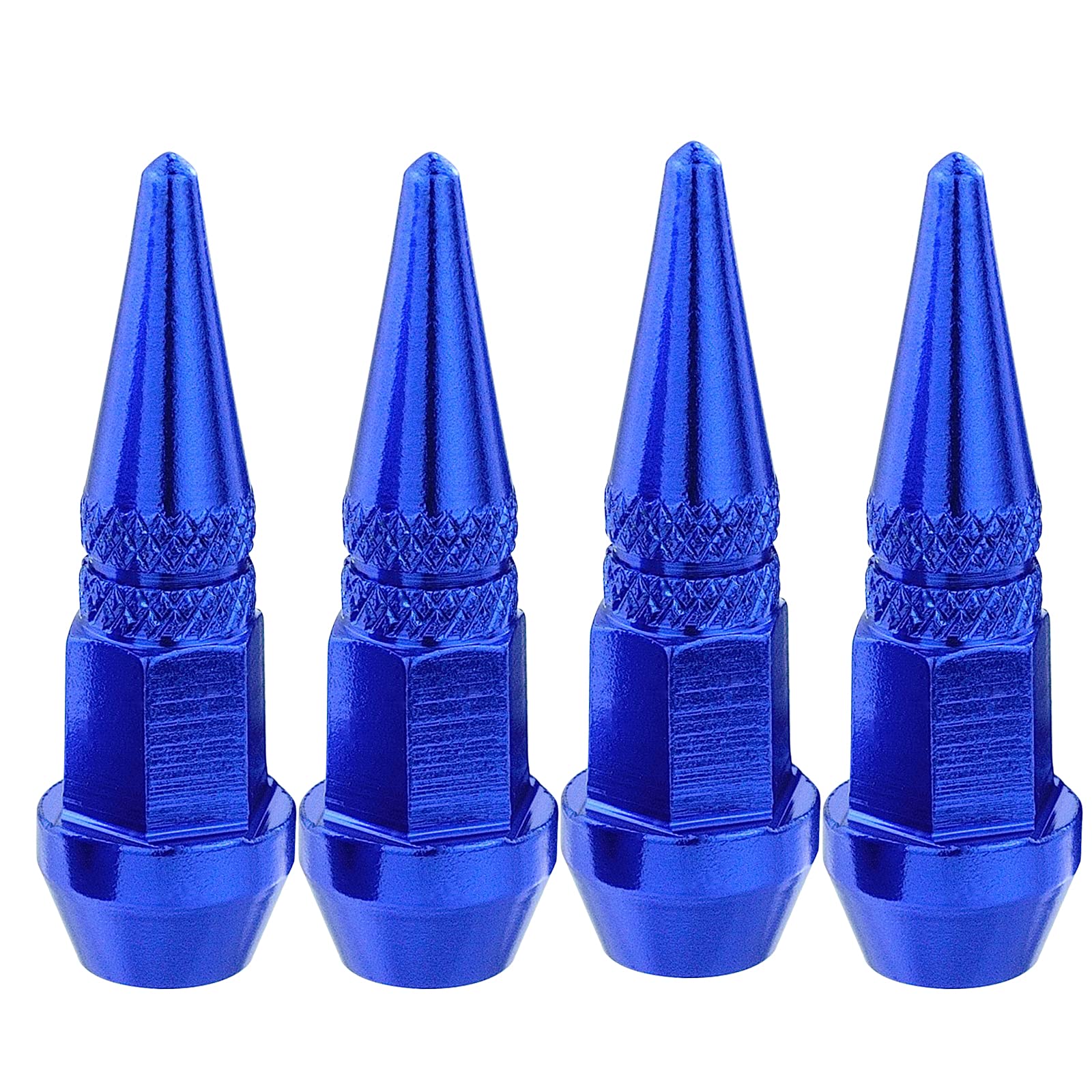 Lunsom Metal Tire Valve Caps - 4PCS Blue for Car, Motorcycle & Bike - Durable Air Pressure Covers for Road Trips & Commuting