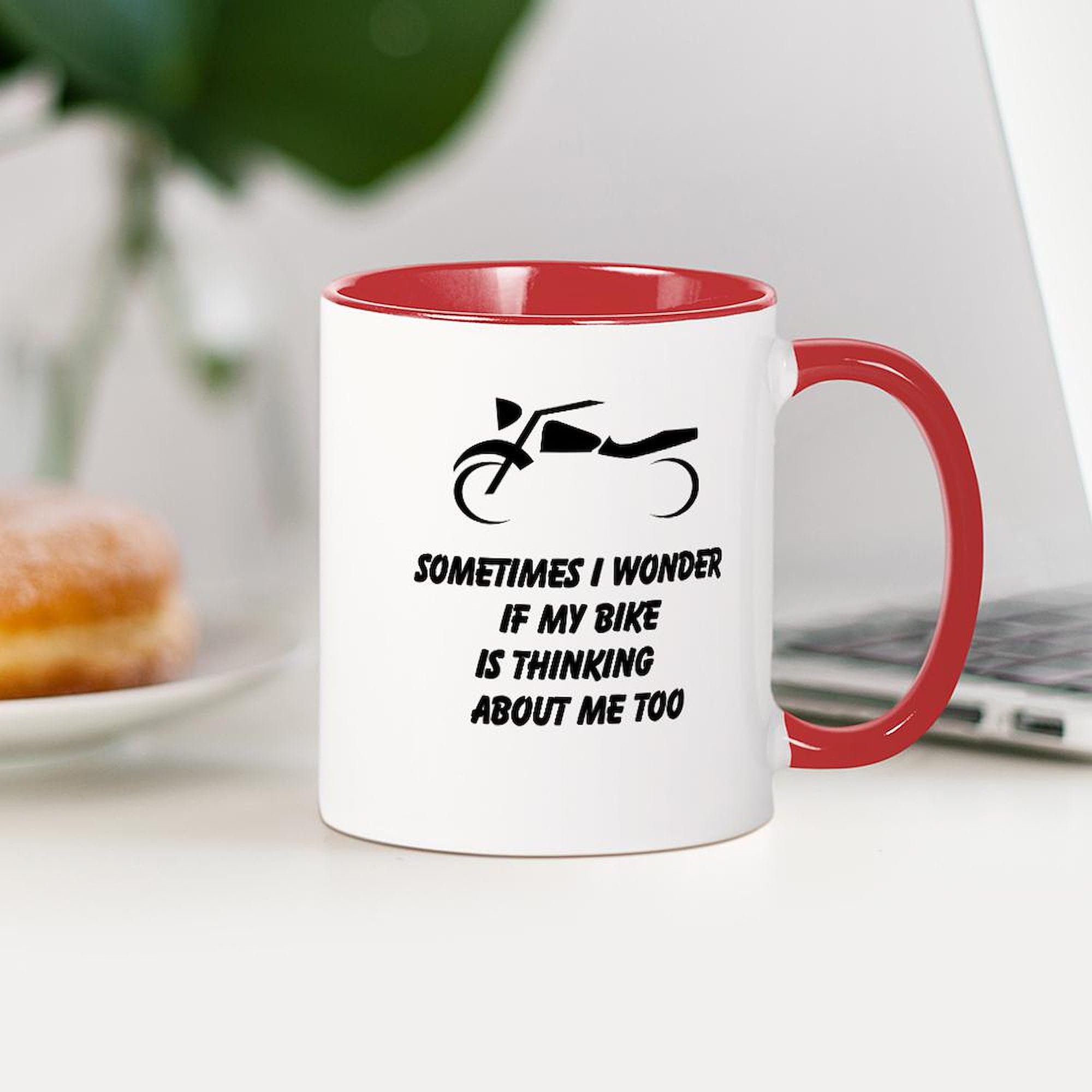 Fun Motorcycle Design Ceramic Coffee Mug - 11 oz (325 ml) - Perfect for Bikers, Motorcycle Enthusiasts & Coffee Lovers - Ideal for Home, Office or Road Trips
