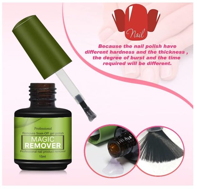 Fast-Acting Magic Gel Nail Polish Remover - Soak Off in 1-2 Minutes | 15ml Bottle | Professional Nail Care Solution for Salon & Home Manicures
