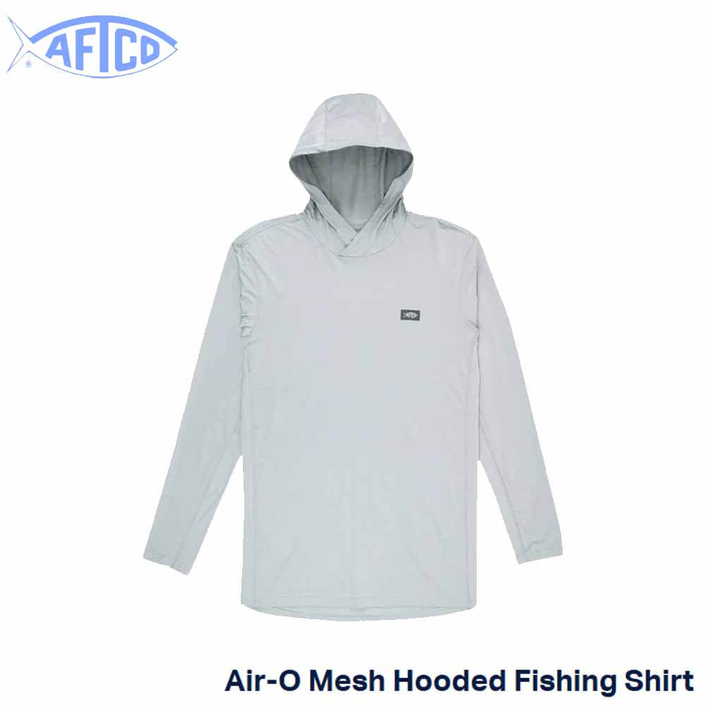 AFTCO Harbor Gray Heather Air-O-Mesh Performance Hoodie - Lightweight, Breathable Fishing & Outdoor Hoodie for Active Lifestyles