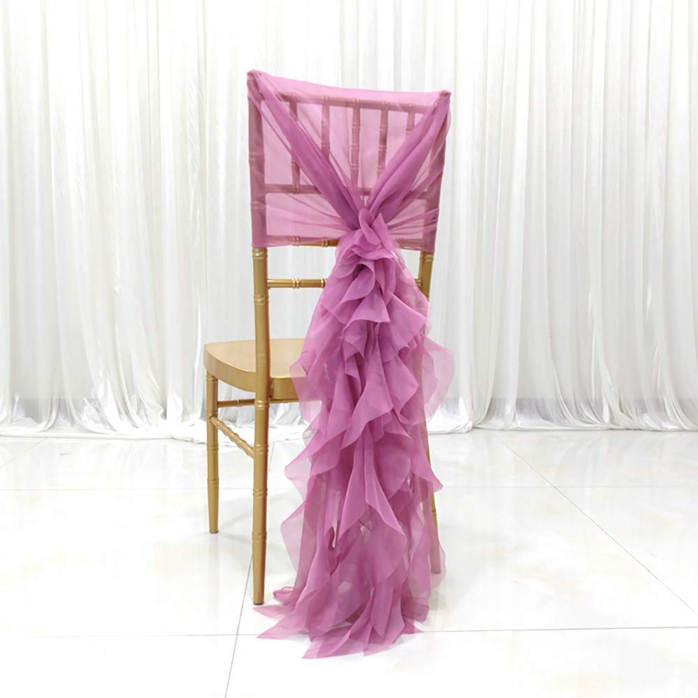 Elegant Purple Tulle Chair Covers - 4pcs Set for Wedding, Bridal Shower & Baby Shower Decorations | Long High Chair Skirt Slipcovers | Perfect for Party, Banquet & Event Decor