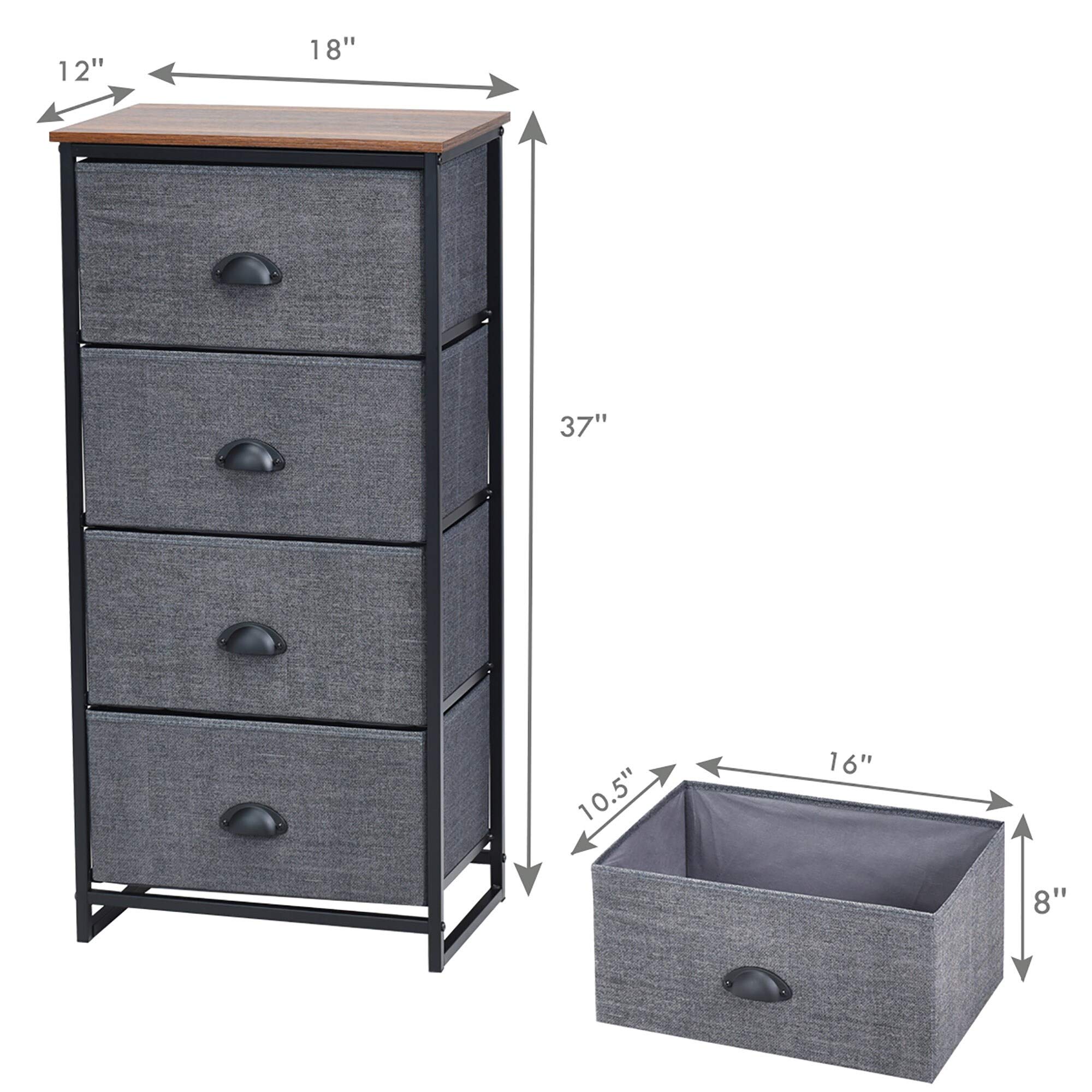 4-Drawer Black Modern Dresser Storage Tower Nightstand - MDF Painted with Hardware Included | Perfect for Bedroom, Living Room & Office Organization