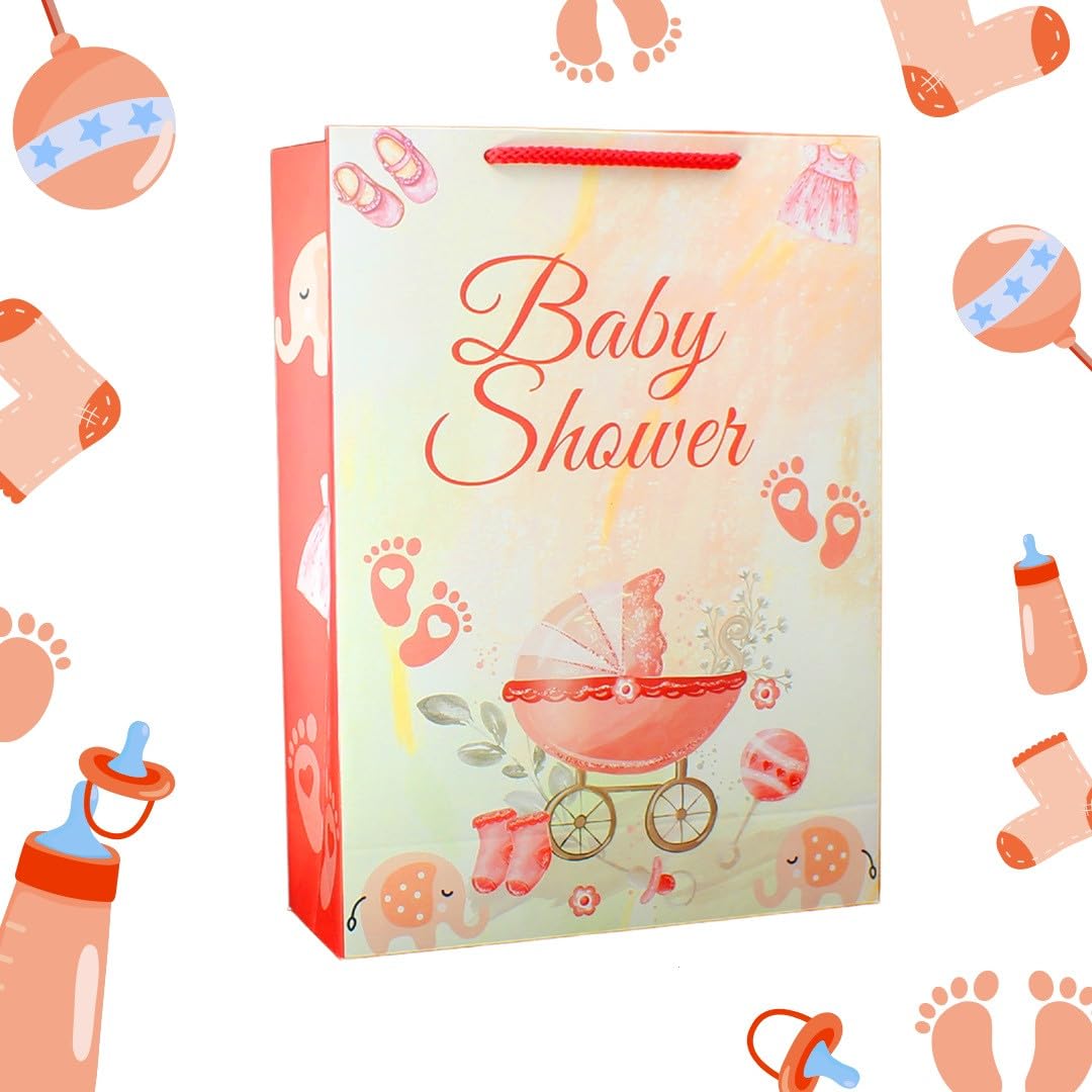 Elegant Maroon Baby Shower Gift Bags - 10 Pack Premium Paper Favor Bags for Weddings, Birthdays & Holidays (11x8x3 Inches) - Perfect for Party Favors, Bridal Showers & Special Occasions