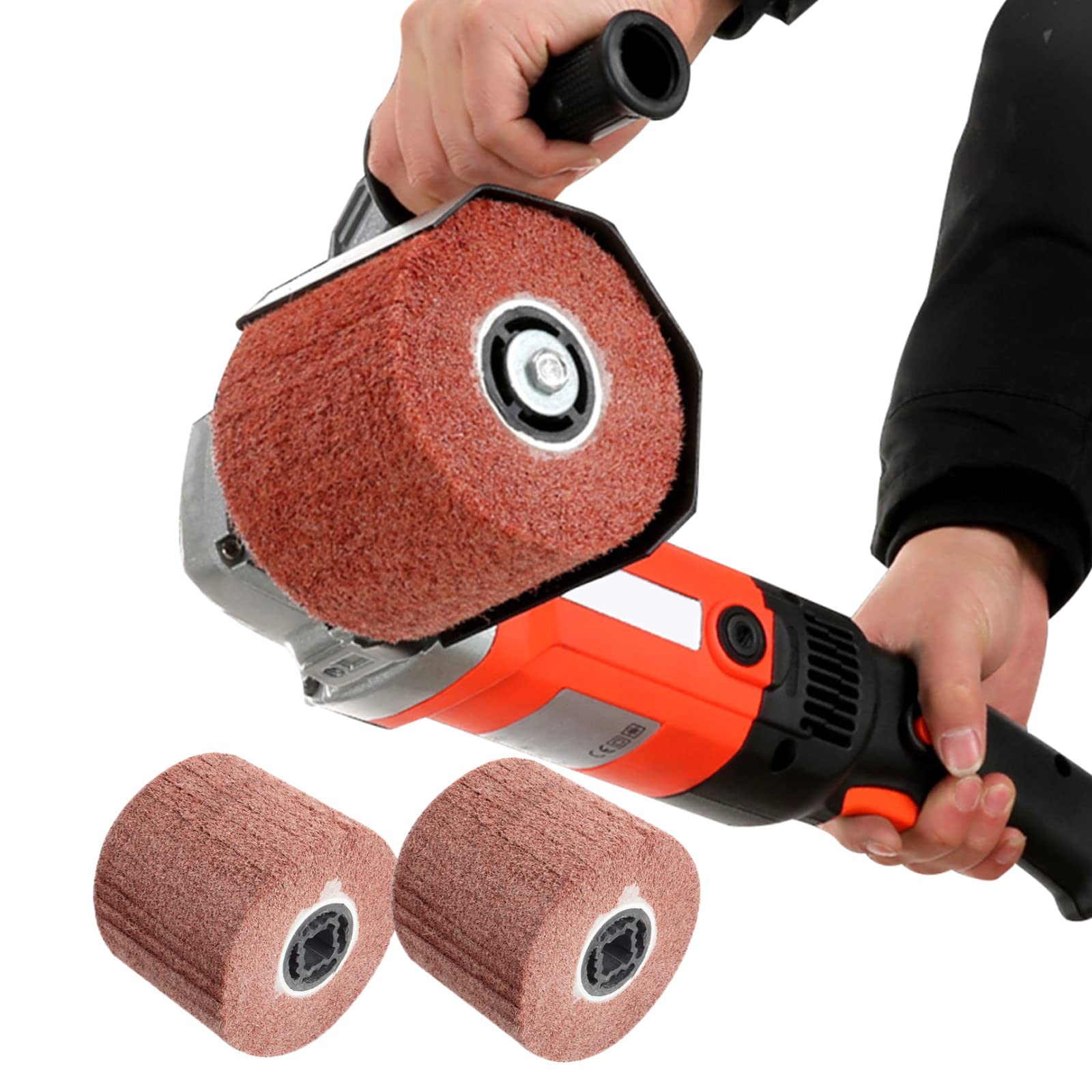 1400W 110V Stainless Steel Handheld Polisher & Sander Set with 2PCS 80# Non-Woven Burnishing Wheels - Professional Metal Polishing Machine for Stainless Steel, Aluminum & Auto Detailing - Perfect for DIY Projects, Metal Restoration & Surface Finishing