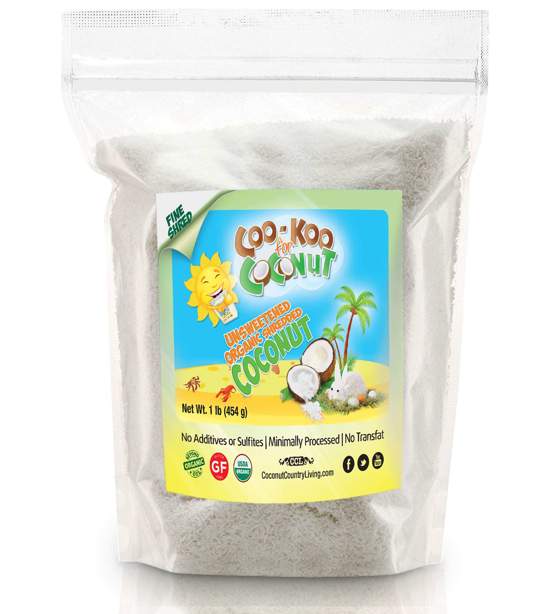Organic Unsweetened Shredded Coconut - Fine Cut, 1 lb Bulk | Raw, Vegan, Gluten-Free | Perfect for Baking, Smoothies & Healthy Snacks
