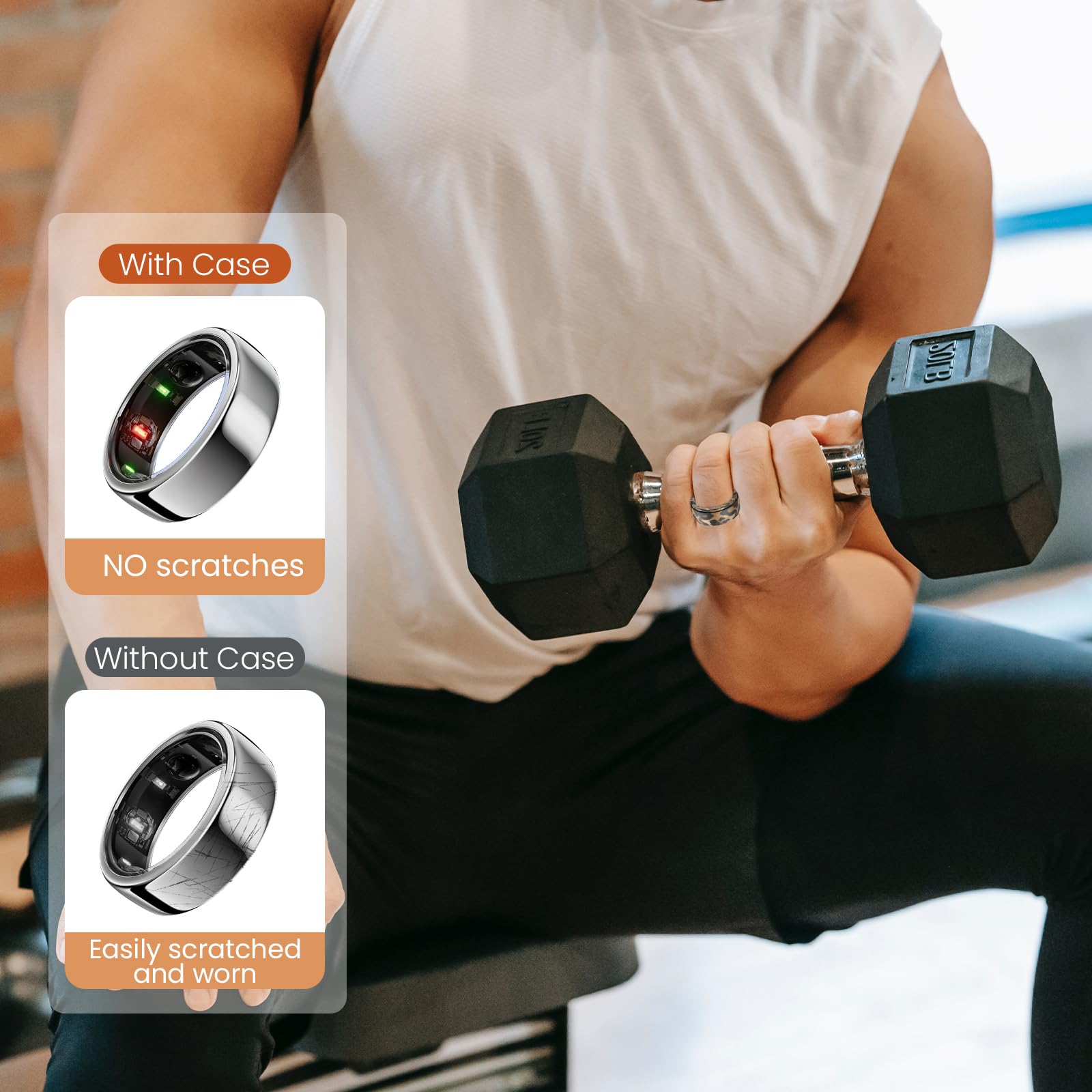 Silicone Ring Cover for Samsung Galaxy Ring & Oura Ring Gen 3/4 - Elastic Protective Case for Workouts, Sports & Daily Wear - Universal Fit (Size M: 11-15) - FlowersB Design - Unisex Accessory for Men & Women