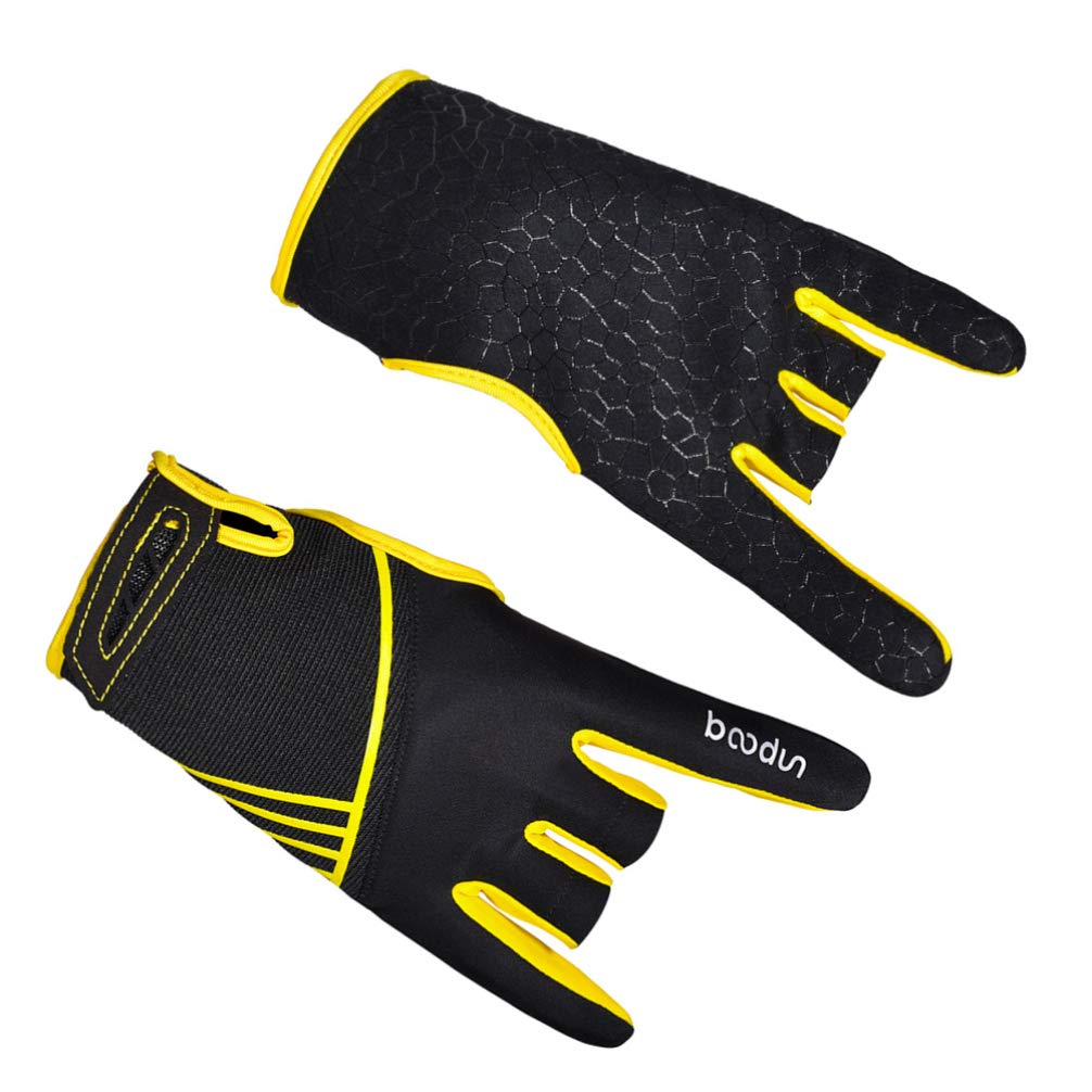 EXCEART Anti-Skid Semi-Finger Bowling Gloves - Professional Comfortable Sports Mittens for Men & Women - Size S/M (Yellow) - Perfect for Bowling Leagues, Tournaments & Outdoor Sports Activities