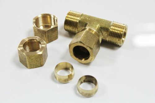 LTWFITTING 3/8-Inch OD Brass Compression Tee Fitting (Pack of 100) - Perfect for Plumbing, HVAC, and Water Supply Systems