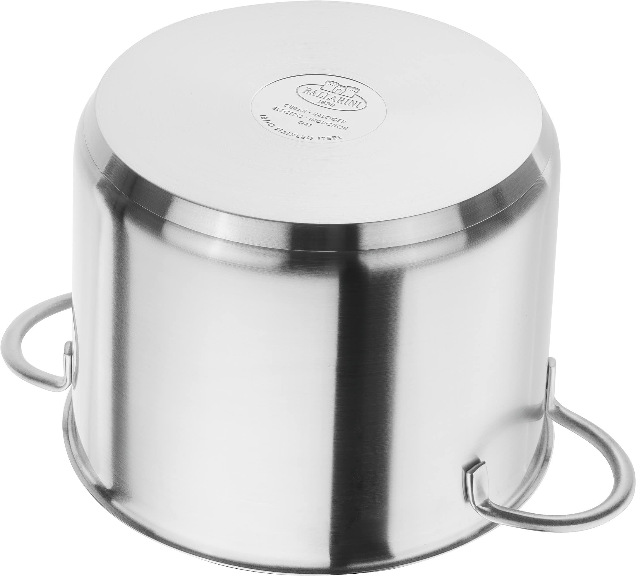 Ballarini 75003-033 Stainless Steel Pasta Pot - 9.4 Inch (24 cm) Deep Cooking Pot with Double Handles, 2.2 Gallon (8 L) Capacity - Induction Compatible & Dishwasher Safe - Perfect for Pasta, Soups, Stews & Large Family Meals