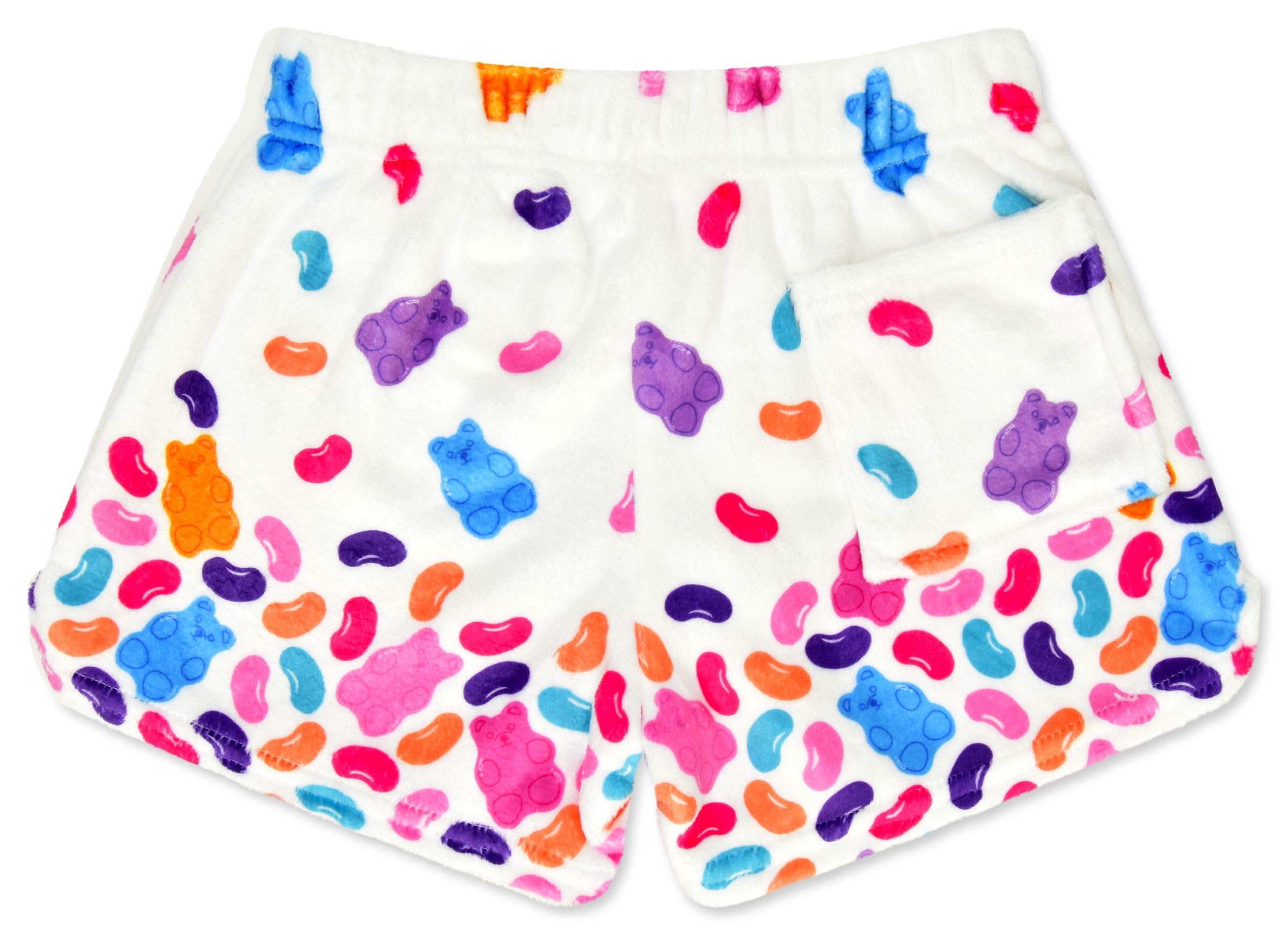 iScream Big Girls Silky Soft Fun Print Plush Fleece Shorts - Candy Land Collection | Cozy Lounge Pajama Shorts for Women & Teens | Perfect for Sleepovers, Relaxing at Home & Summer Nights