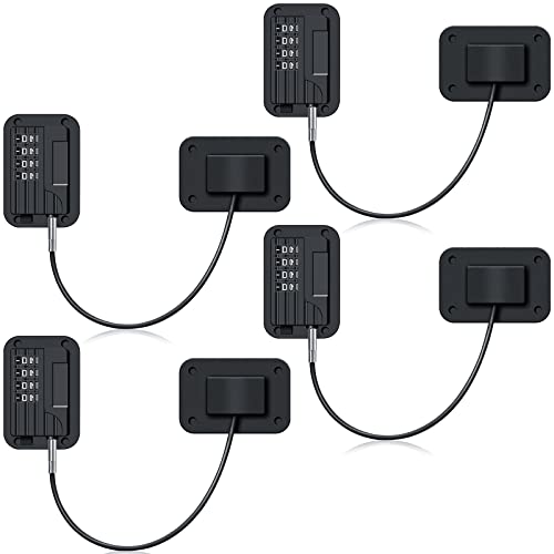 4-Pack Child Safety Refrigerator Lock - 4-Digit Combination Cabinet & Closet Door Locks for Kids, Adhesive Fridge Password Locks for Windows, Drawers & Home Security (Black) - Perfect for Baby Proofing & Pet Safety in Kitchens, Bathrooms & Nurseries